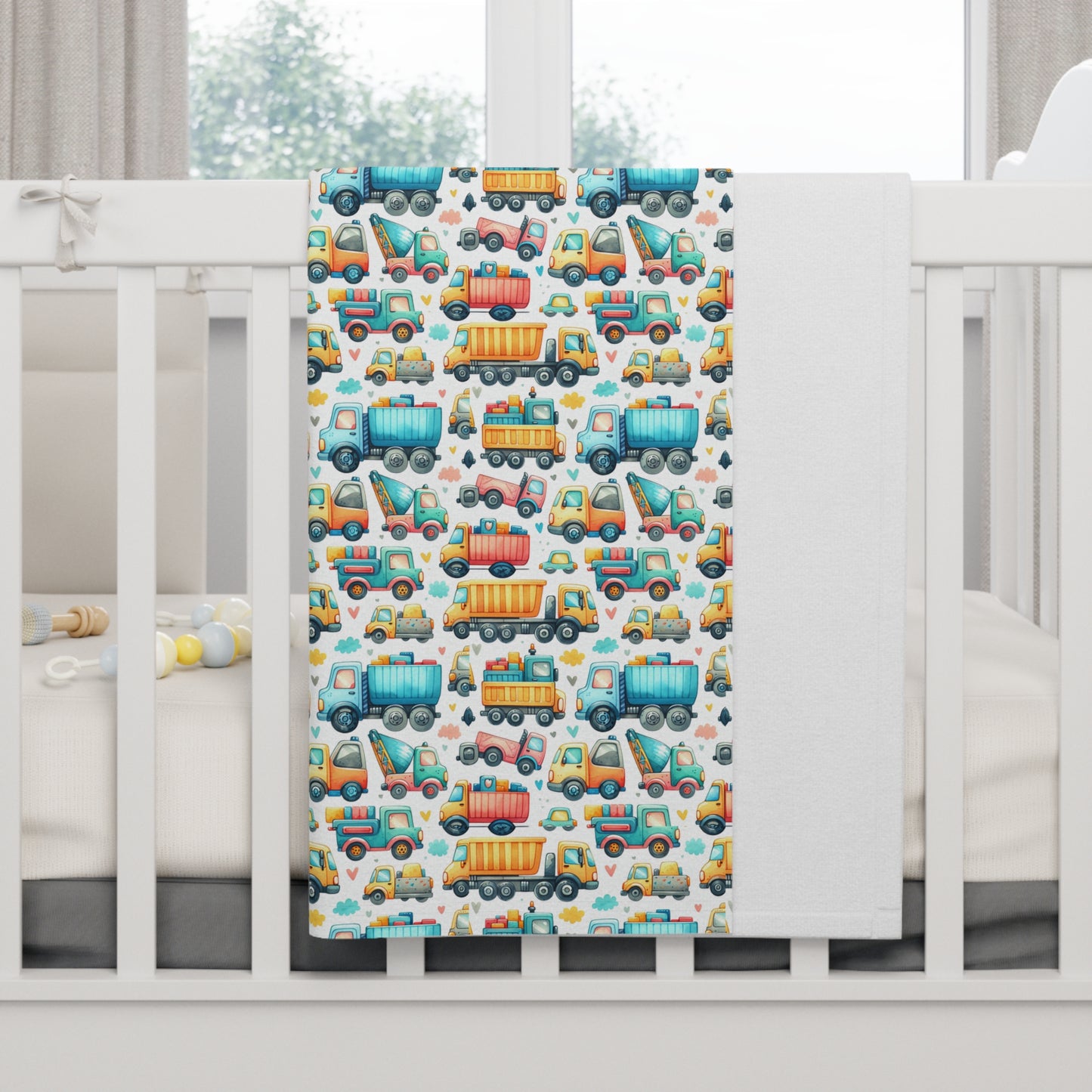 Colorful Vehicle Baby Blanket | Cozy Toddler Blanket, Nursery Gift, Soft Fleece Throw, Baby Shower Present, Playroom Decor