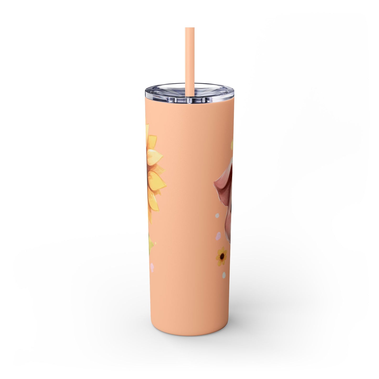 Cute Piggy Skinny Tumbler with Straw, Pig Tumbler, Sunflower Cup, Farmhouse Decor, Gift for Animal Lovers, Fun Drinkware