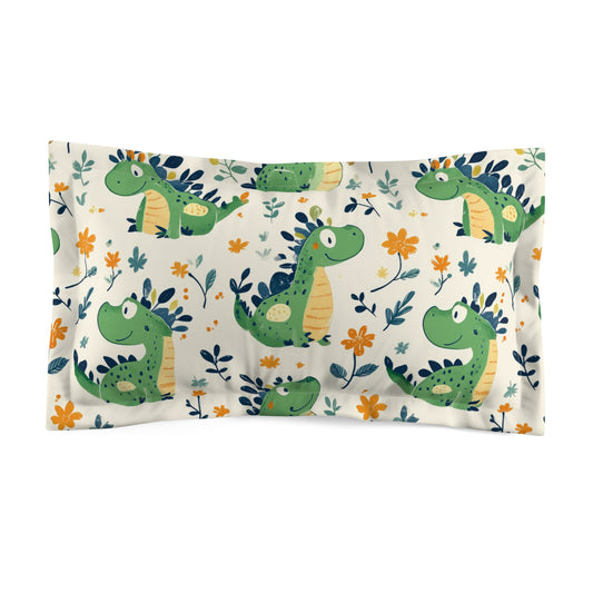 Cute Dinosaur Microfiber Pillow Sham, Kids Bedroom Decor, Nursery Bedding, Gifts for Boys and Girls, Playful Dinosaur Print