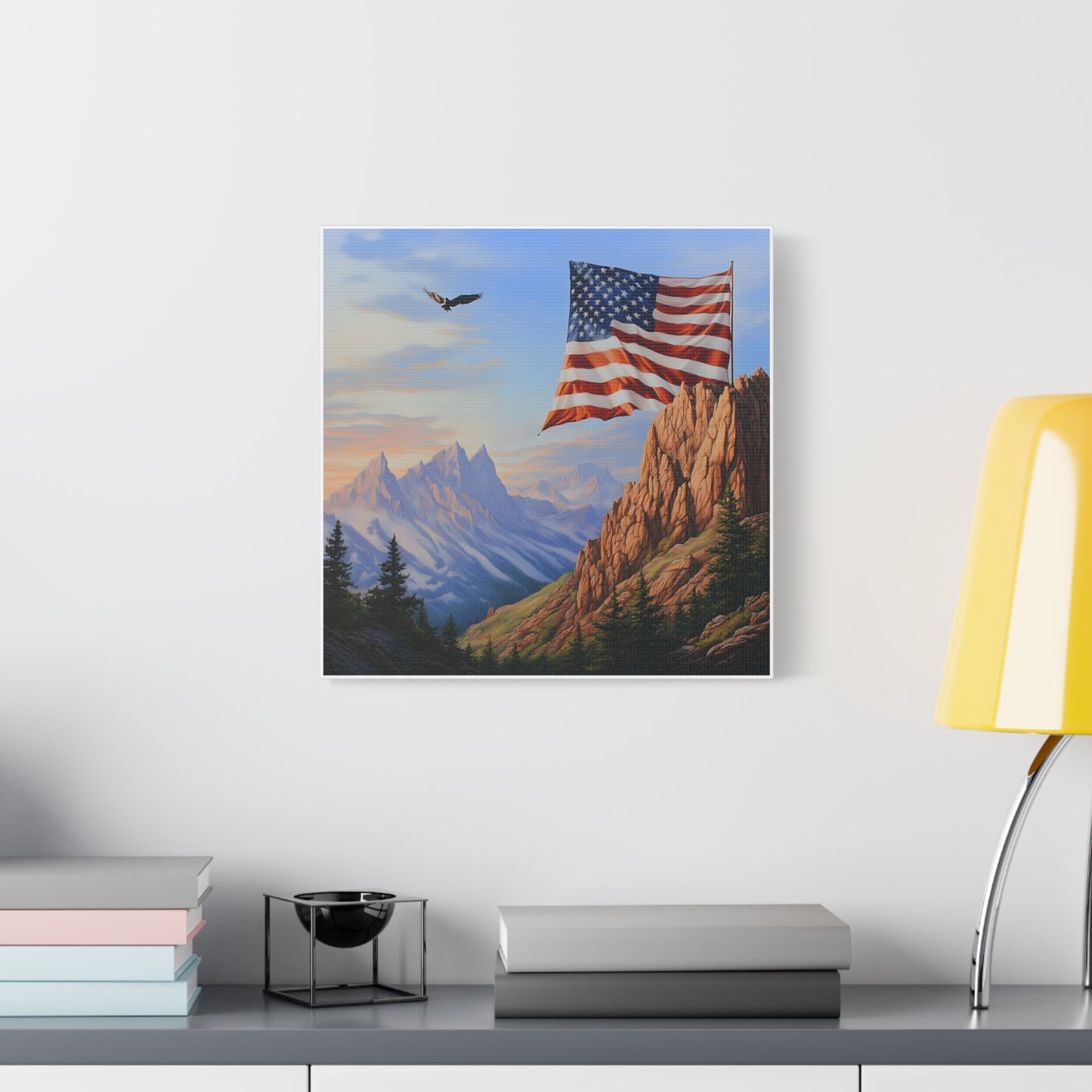 American Flag Mountain Canvas Wall Art, Patriotic Home Decor, Nature Artwork, Gift for Veterans, Independence Day Decoration, 4th of [...]