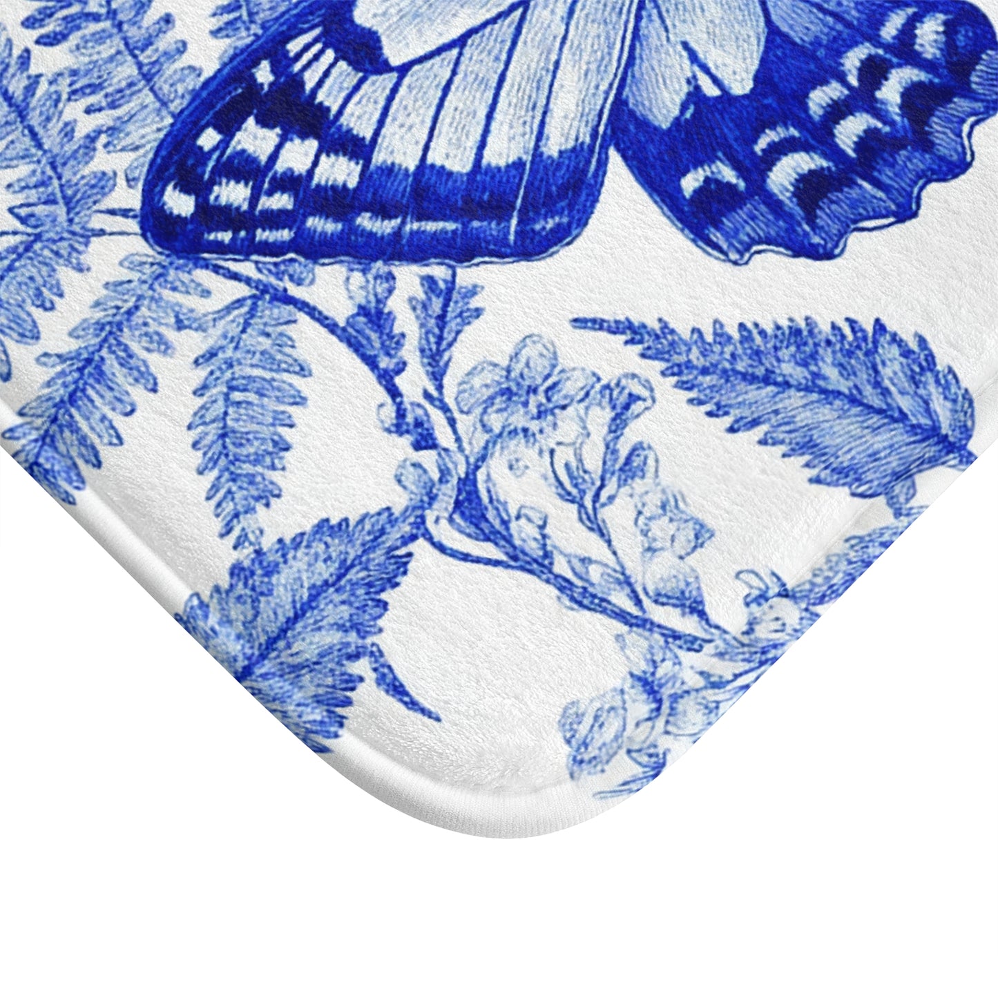 Elegant Butterfly Bath Mat, Floral Bathroom Decor, Blue Butterfly Home Accessory, Luxurious Bathing Experience, Gift for Nature Lovers