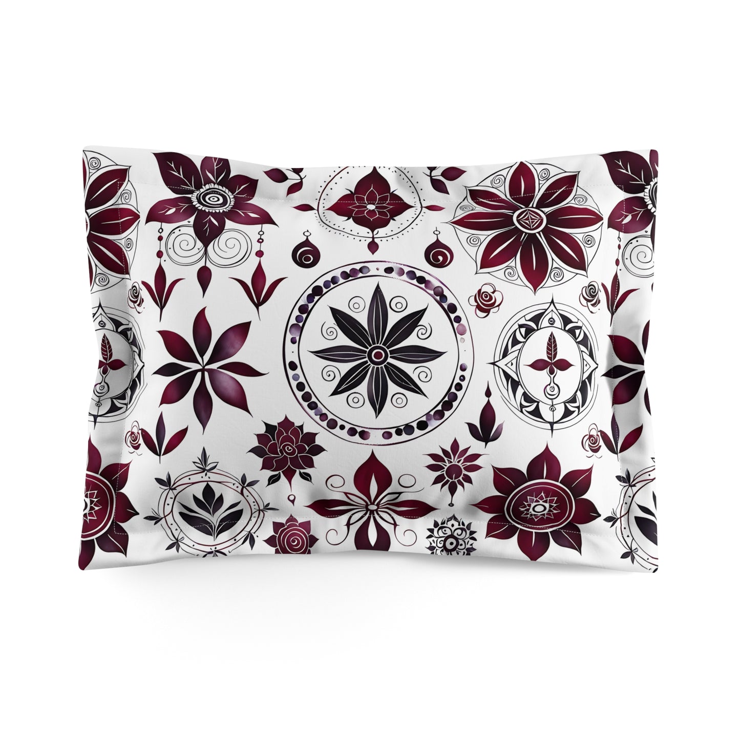 Boho Floral Microfiber Pillow Sham, Cozy Bedroom Decor, Sleep Gift, Bohemian Style Bedding, Home Decor Accent, Unique Housewarming Present