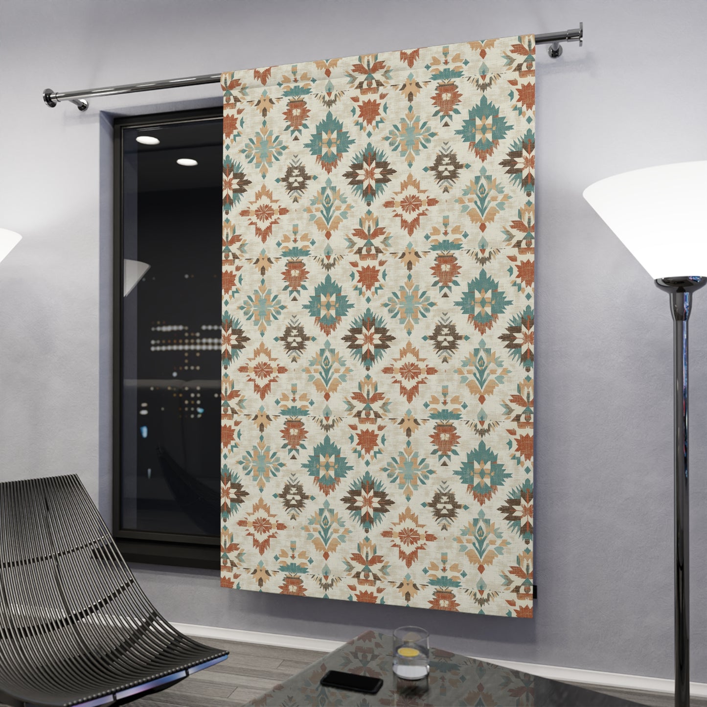 Boho Floral Window Curtains, Ethnic Patterned Curtains for Living Room, Bedroom, Home Décor, Bohemian Home Accessories