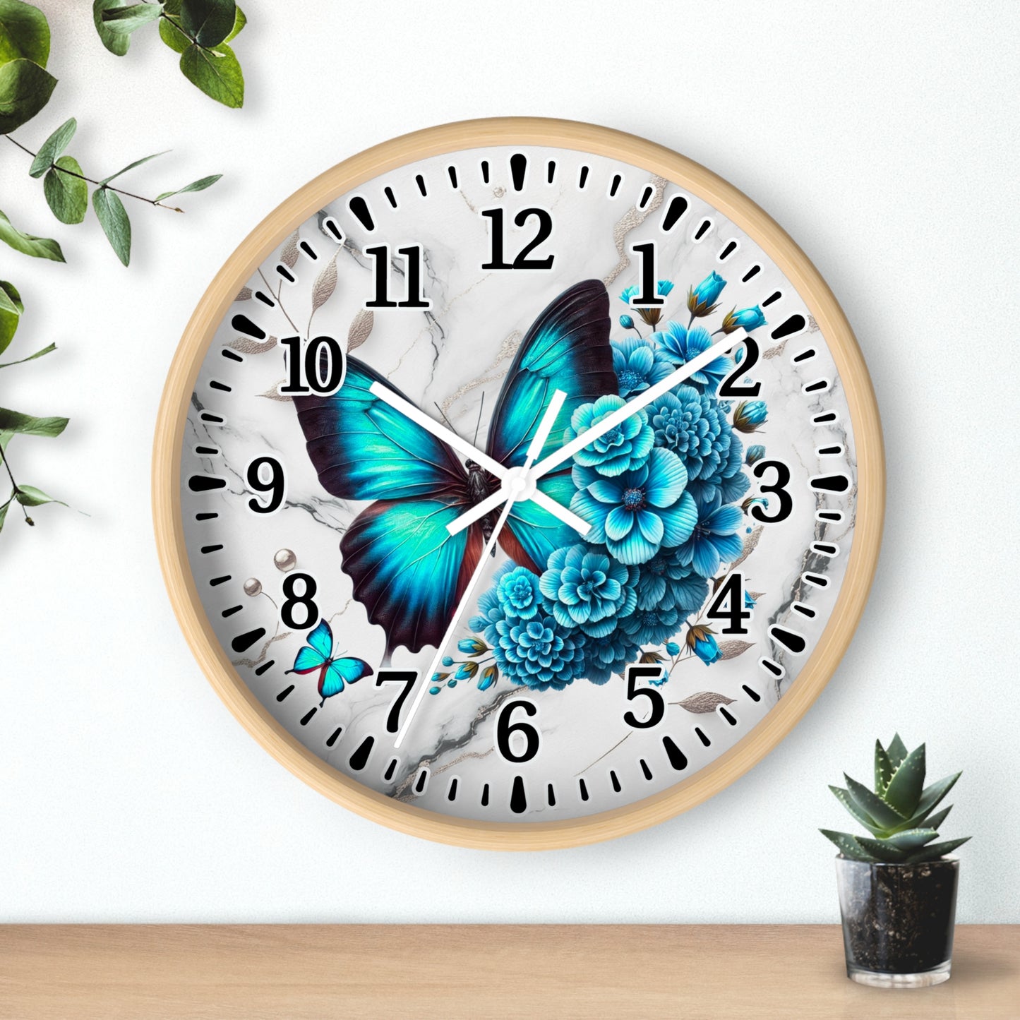Butterfly Bloom Wall Clock, Floral Home Decor, Gift for Nature Lovers, Modern Office Clock, Boho Style Wall Art