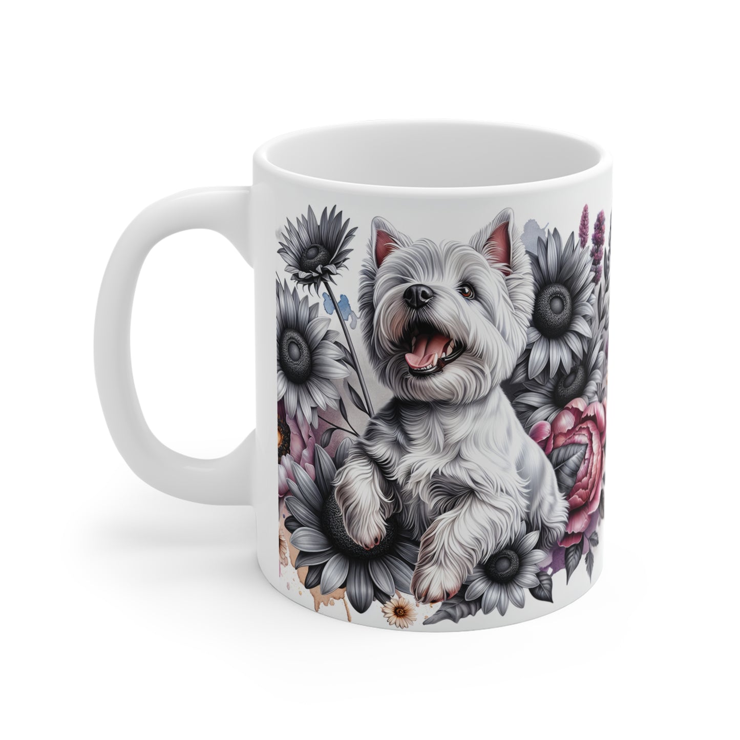 Floral Dog Lover Mug, 11oz Funny Gift for Pet Owners, Cute Coffee Cup for Dog Moms, Birthday Gift, Animal Lover, Home Decor