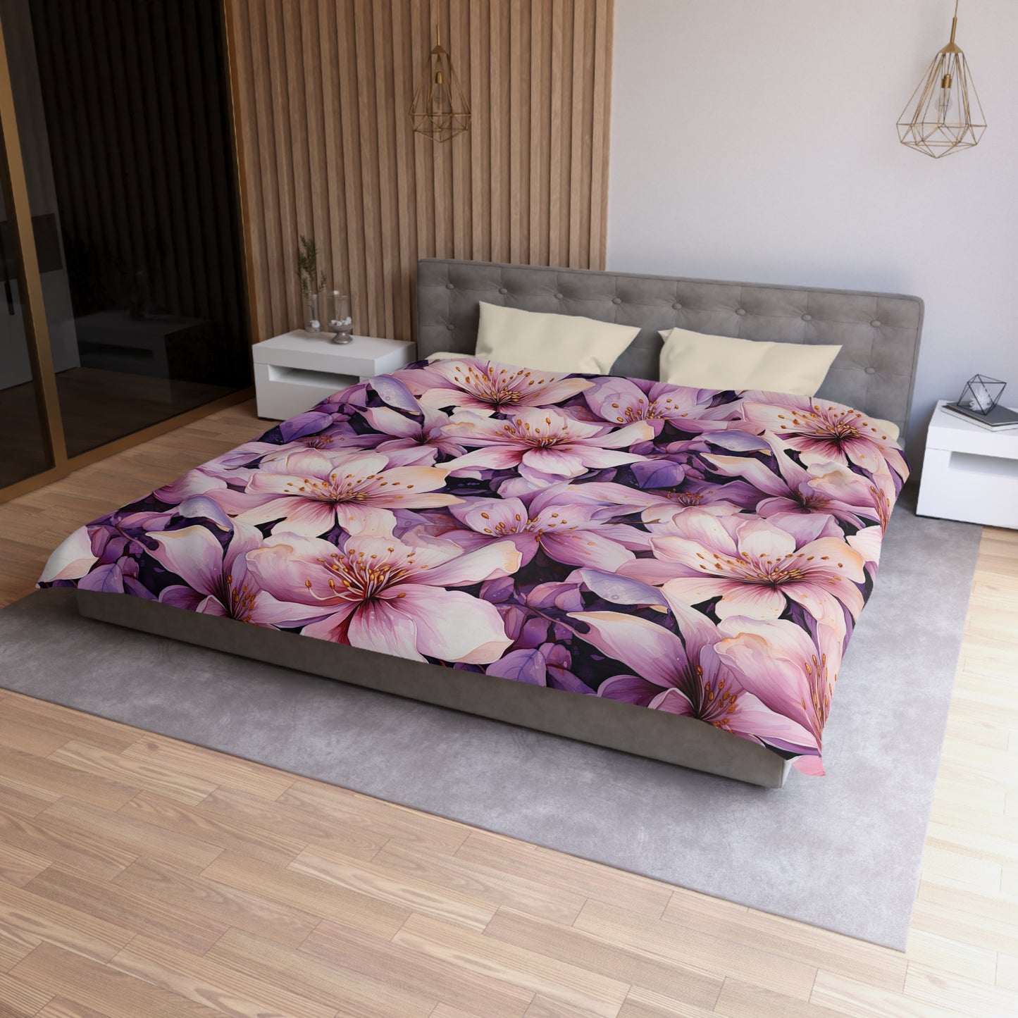 Floral Microfiber Duvet Cover - Cozy Bedding, Boho Decor, Gift for Her, Bedroom Makeover, Spring Home Accents