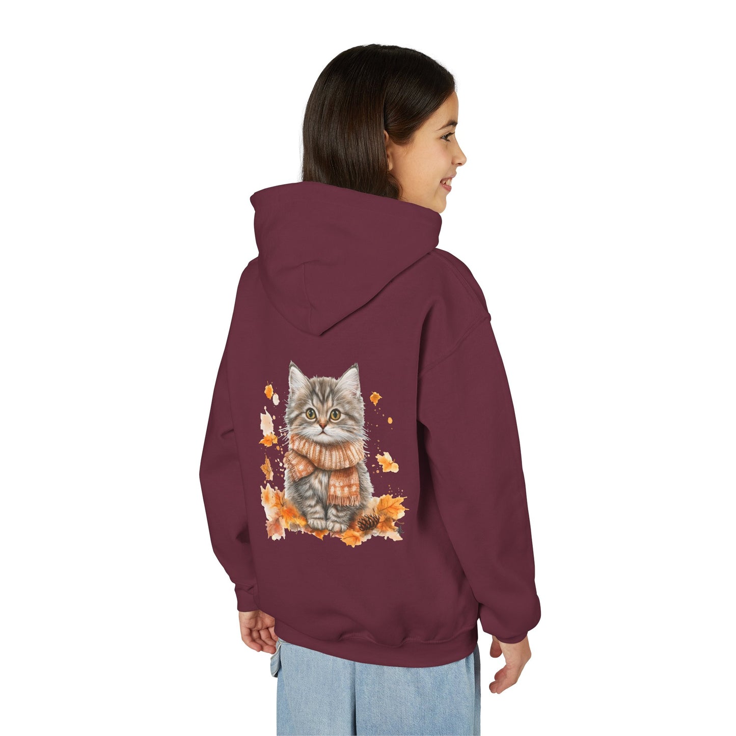 Cozy Cat Sweatshirt for Kids, Autumn Vibes Hoodie, Feline Lover Gift, Fall Fashion, Adorable Cat Sweater, Cute Animal Apparel