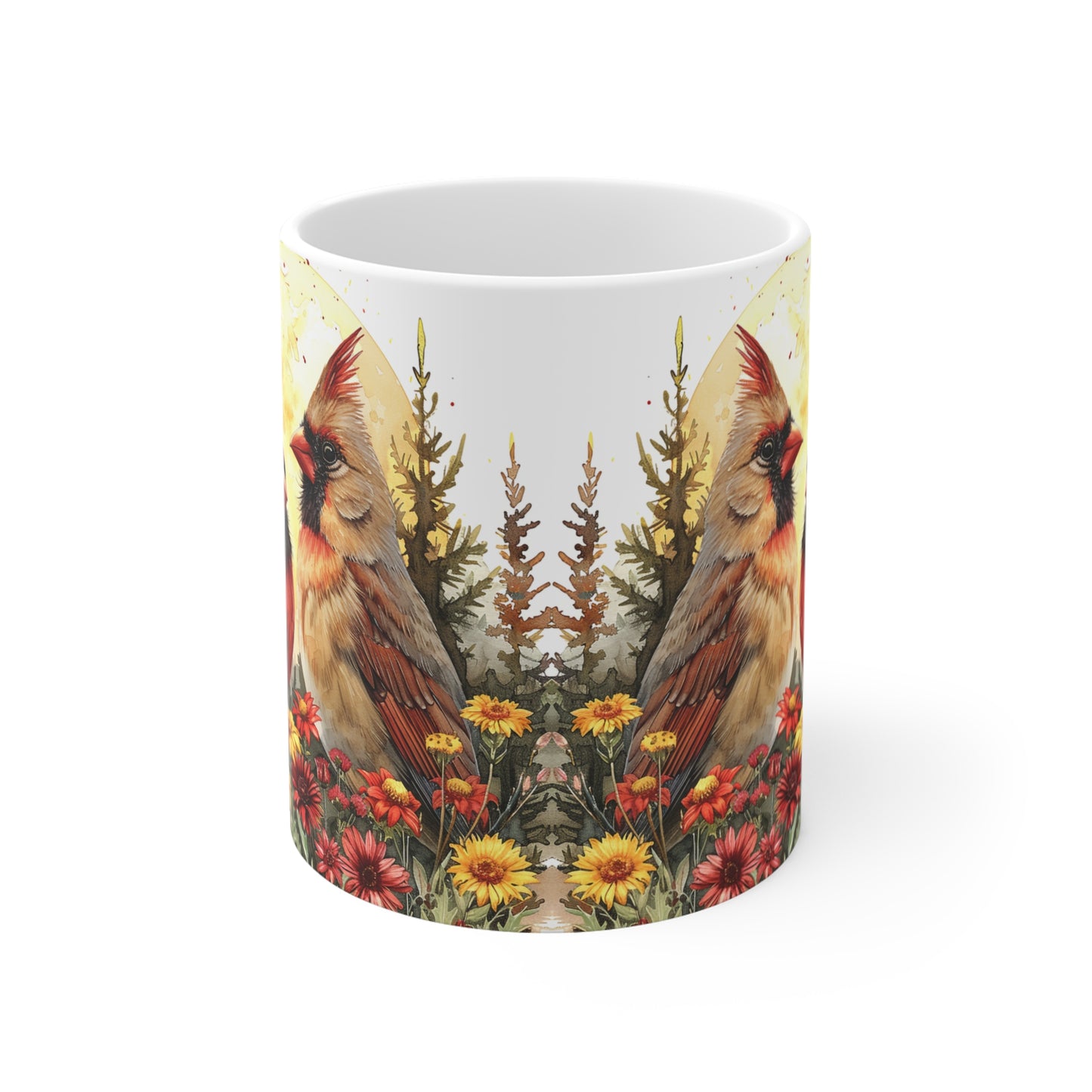11 oz. Cardinal & Floral Mug | Nature Lover Gift