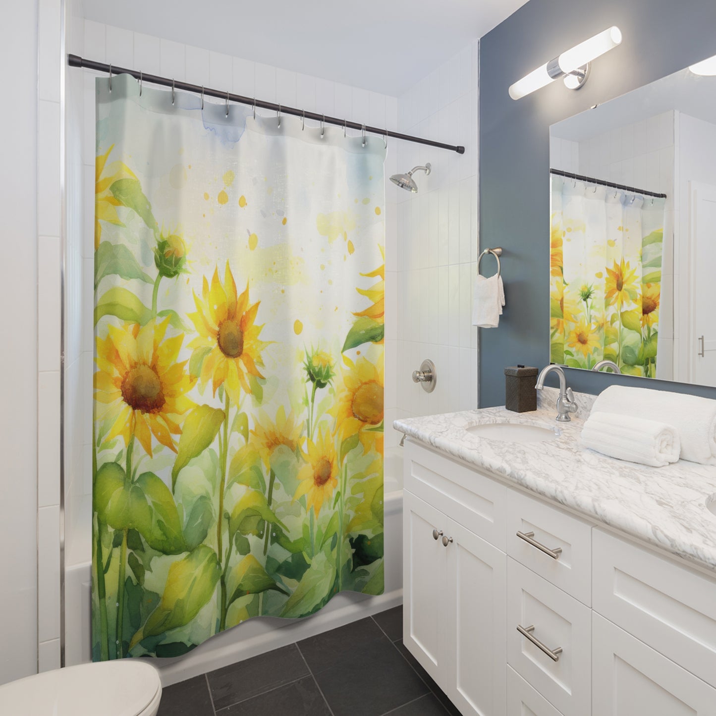 Cheerful Sunflower Shower Curtains, Floral Bathroom Decor, Boho Home Accents, Spring/Summer Vibes, Gift for Nature Lovers