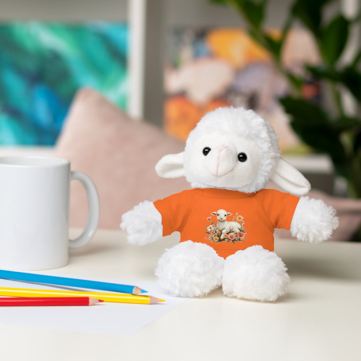 Adorable Stuffed Animal with Custom Tee, Cozy Gift for Kids, Seasonal Decor, Birthday Present, Personalized Toy