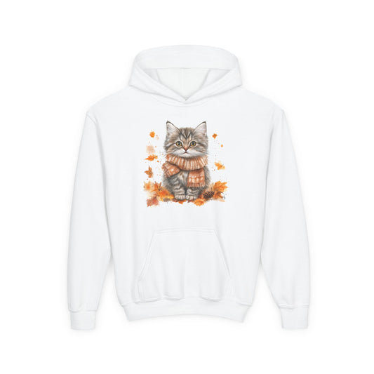 Cozy Cat Sweatshirt for Kids, Autumn Vibes Hoodie, Feline Lover Gift, Fall Fashion, Adorable Cat Sweater, Cute Animal Apparel