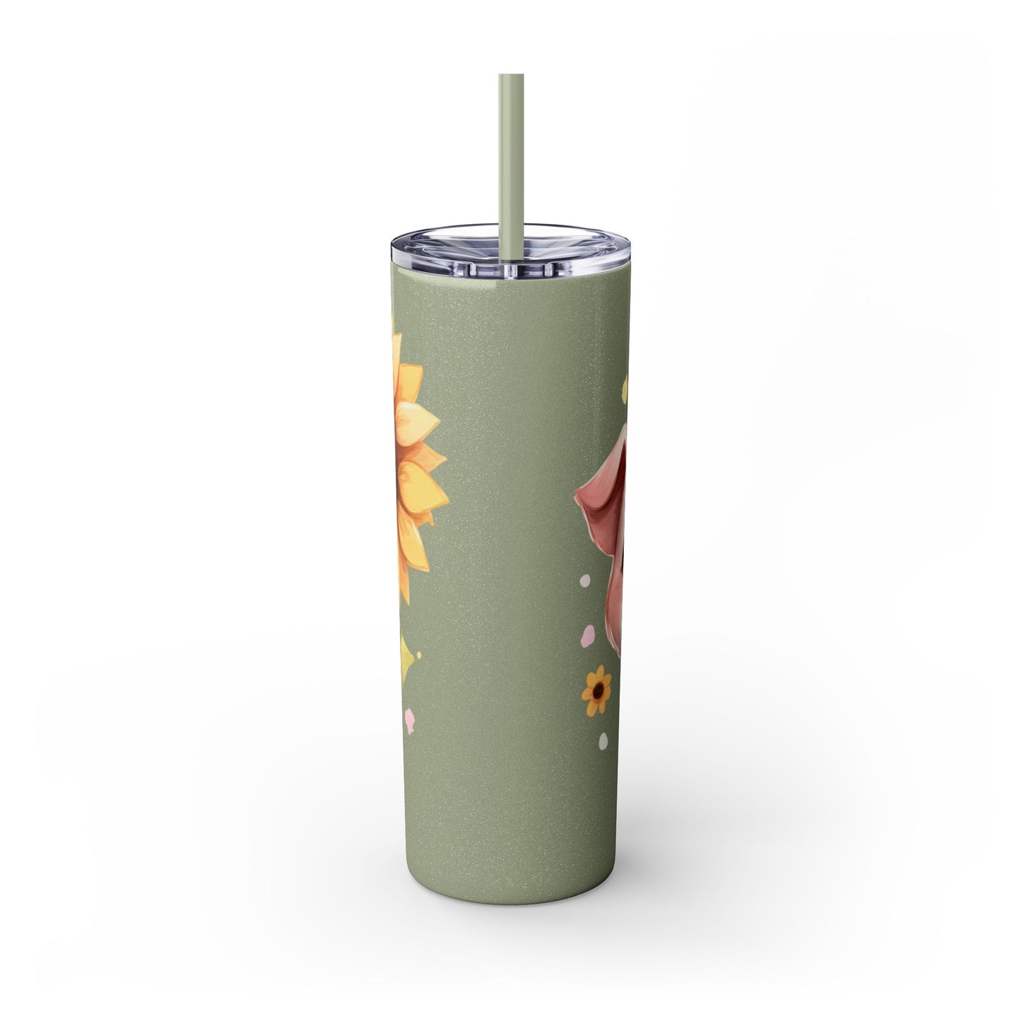 Cute Piggy Skinny Tumbler with Straw, Pig Tumbler, Sunflower Cup, Farmhouse Decor, Gift for Animal Lovers, Fun Drinkware