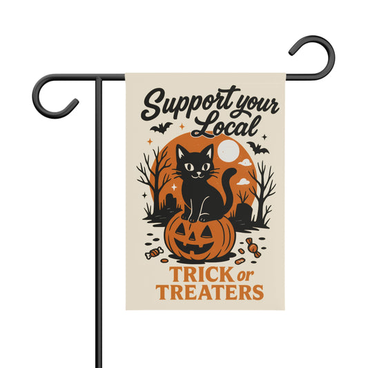 Halloween Garden Banner, Trick or Treat Decor, Cat Pumpkin Flag, Outdoor Halloween Decoration, Fall Garden Sign