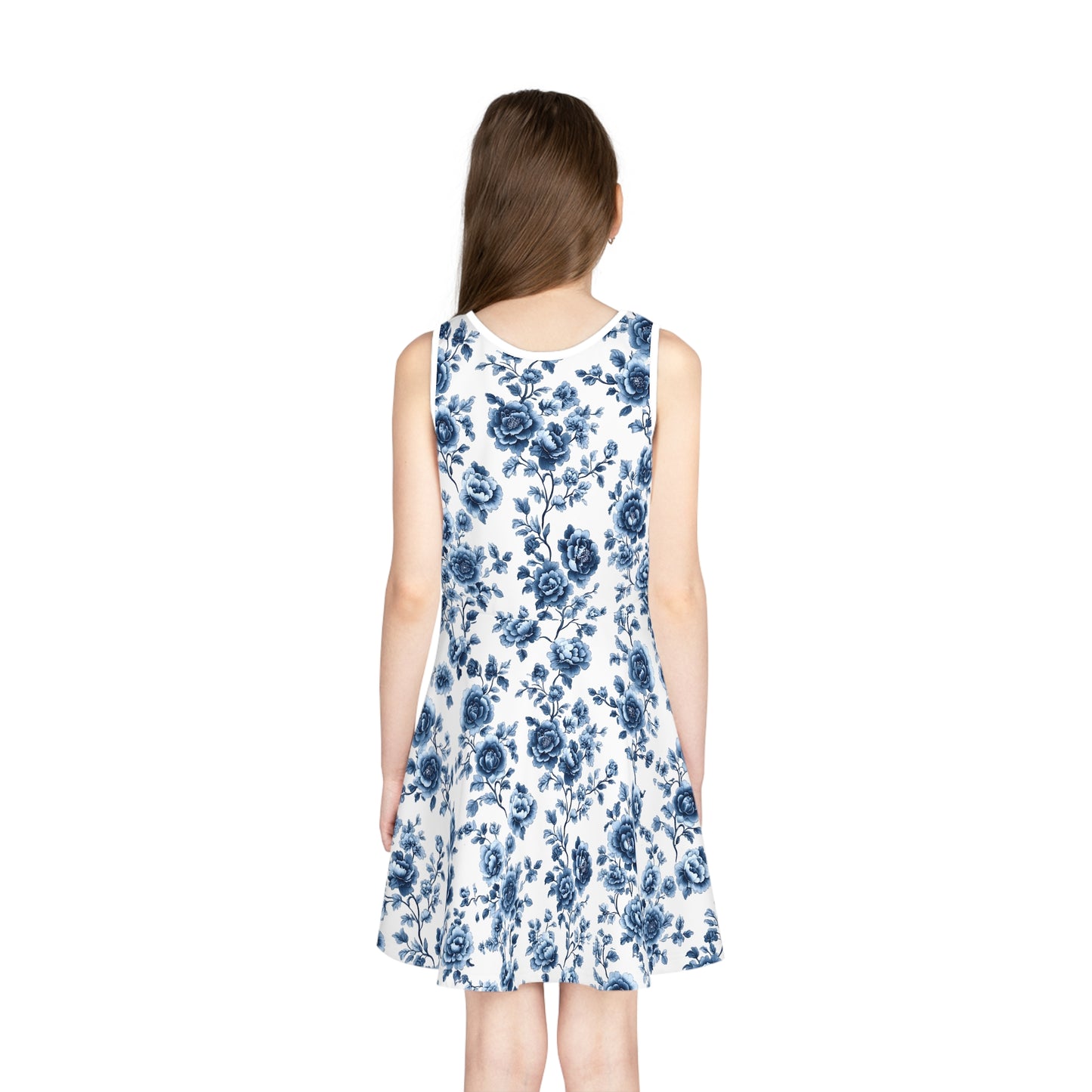 Blue Floral Print Girls' Sundress