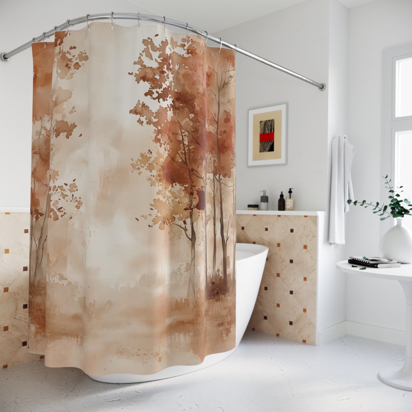 Autumn Forest Shower Curtain, Cozy Bathroom Decor, Nature-Inspired Gift, Seasonal Home Accessory, Rustic Fall Vibes