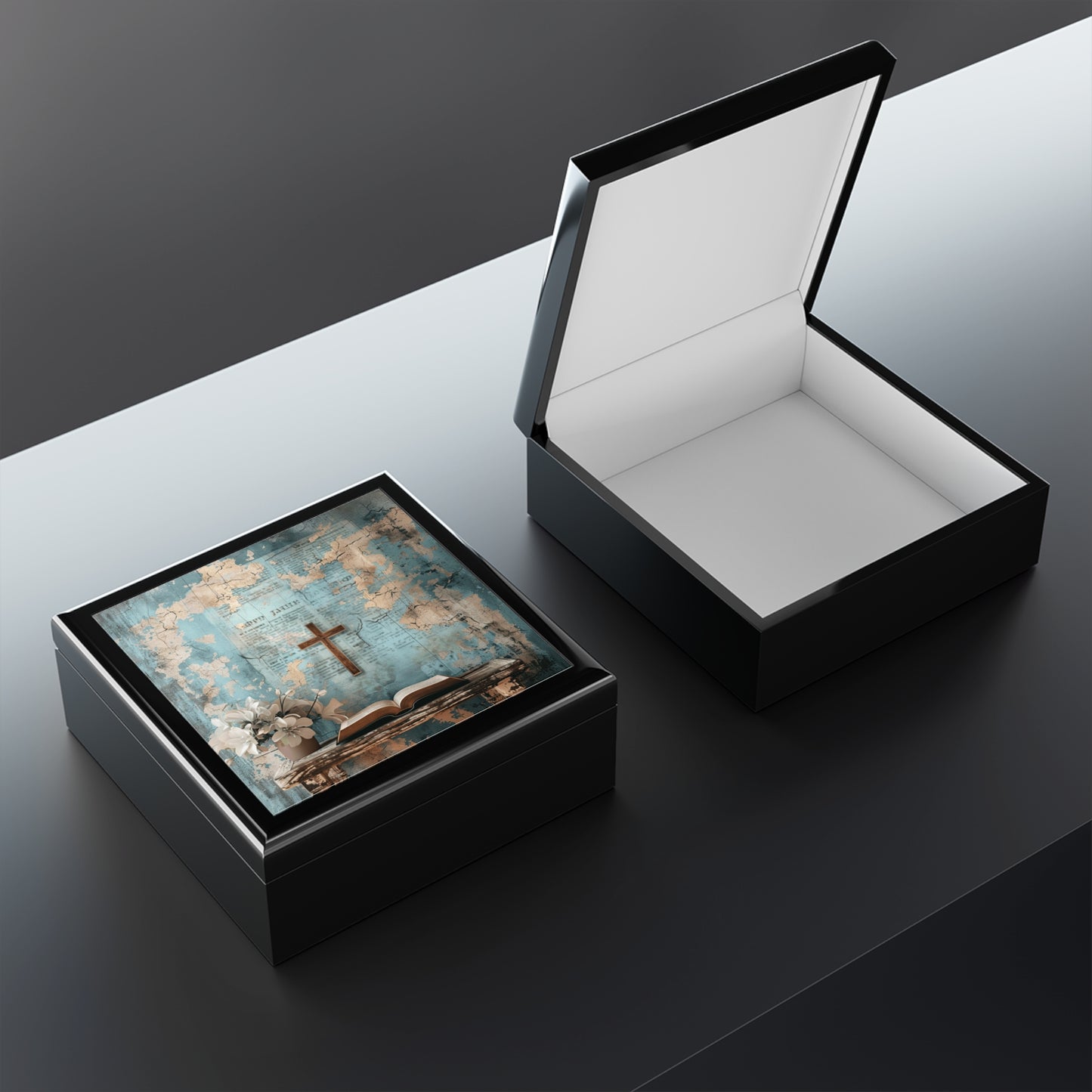 Rustic Jewelry Box with Floral Design, Decorative Keepsake, Gift for Her, Faith-Inspired Storage, Perfect for Birthdays & Anniversaries