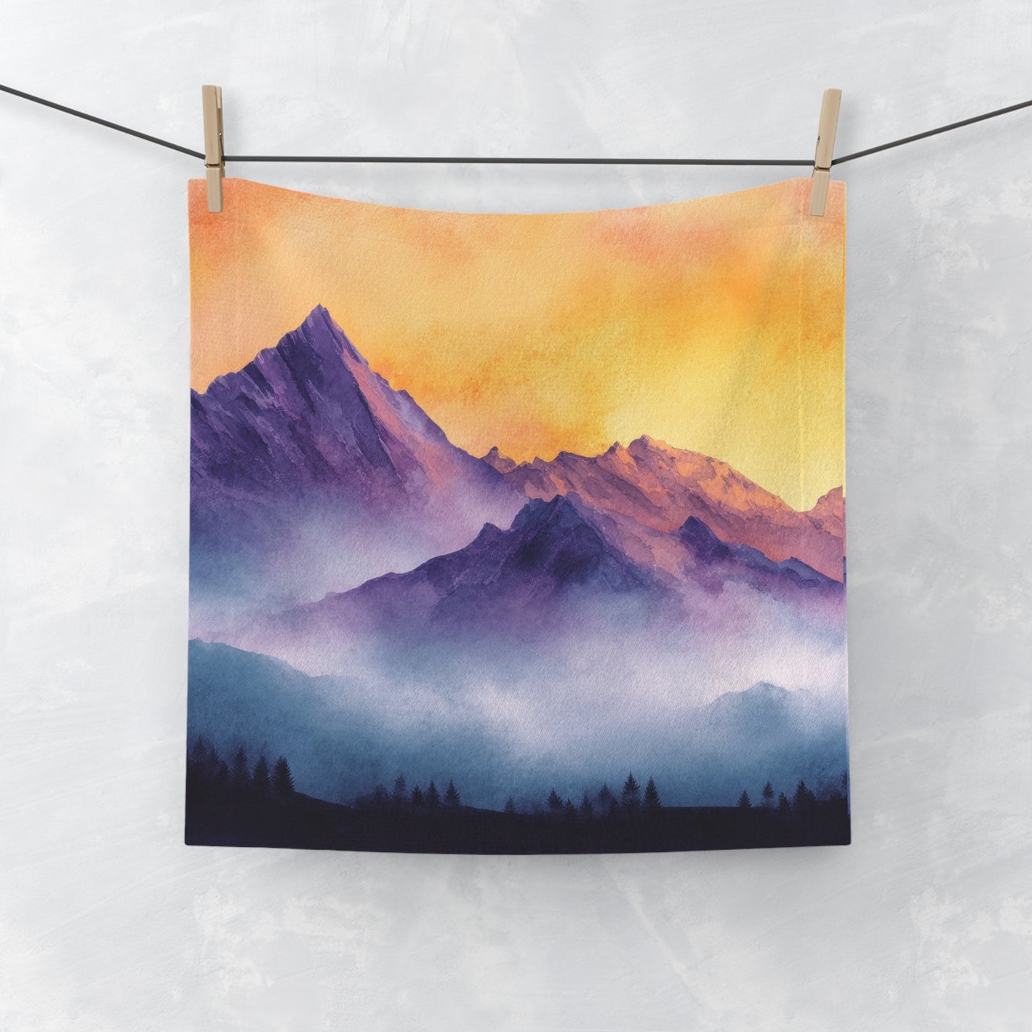 Mountain Sunrise Face Towel, Soft and Absorbent, Nature Lover Gift, Spa Essential, Bathroom Decor, Travel Accessory, Eco-Friendly