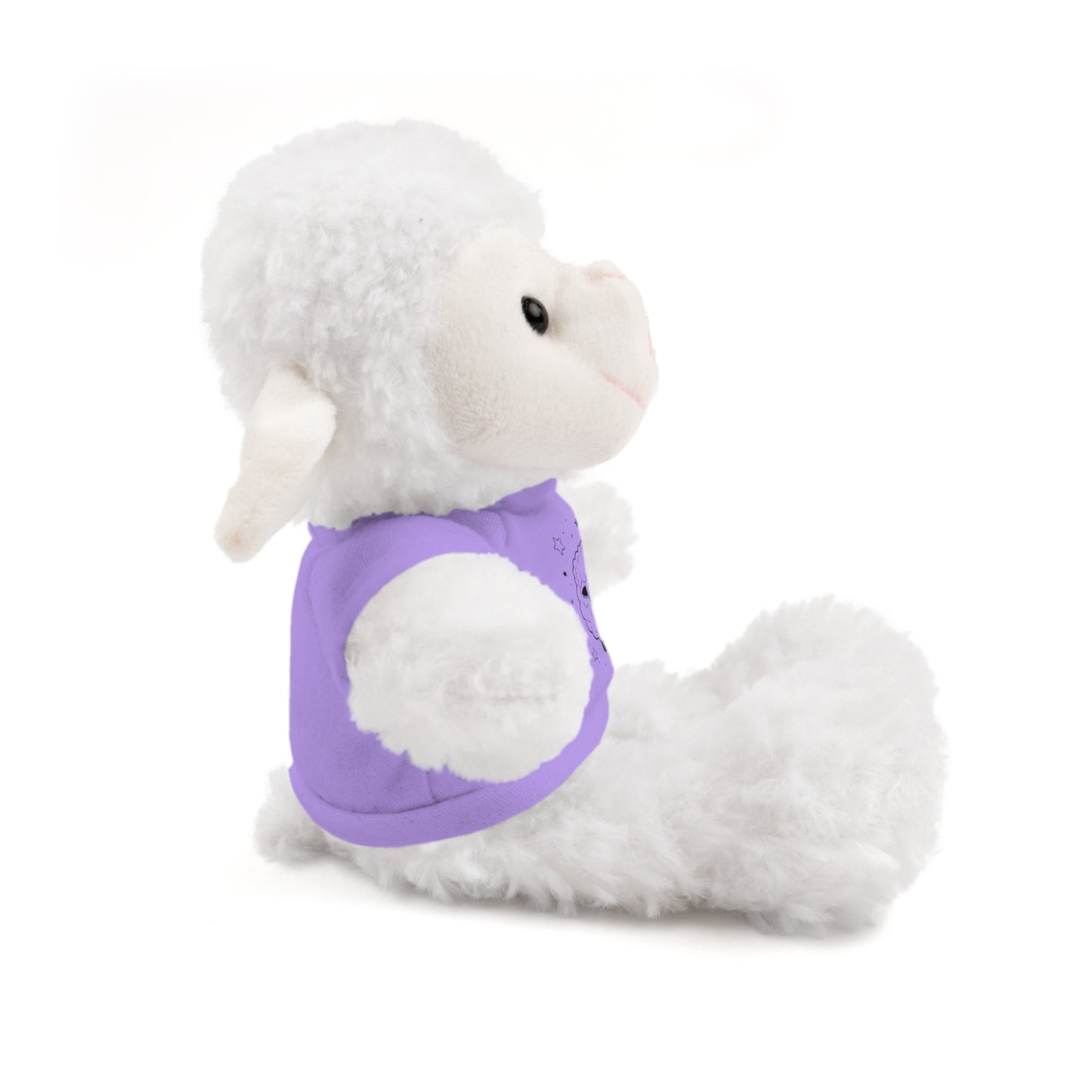 Cute Plush Sheep Toy with Custom Tee, Gift for Kids, Baby Shower Gift, Nursery Decor, Stuffed Lamb