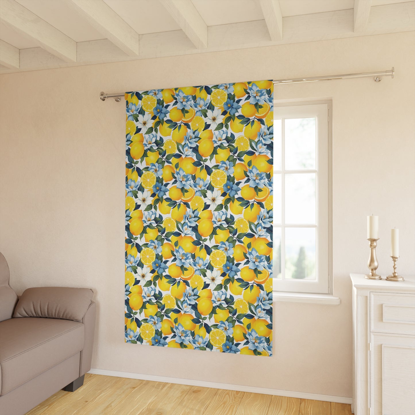 Lemon Blossom Window Curtains | Bright Floral Home Decor, Kitchen & Living Room Accessory, Summer Vibes, Gift Idea