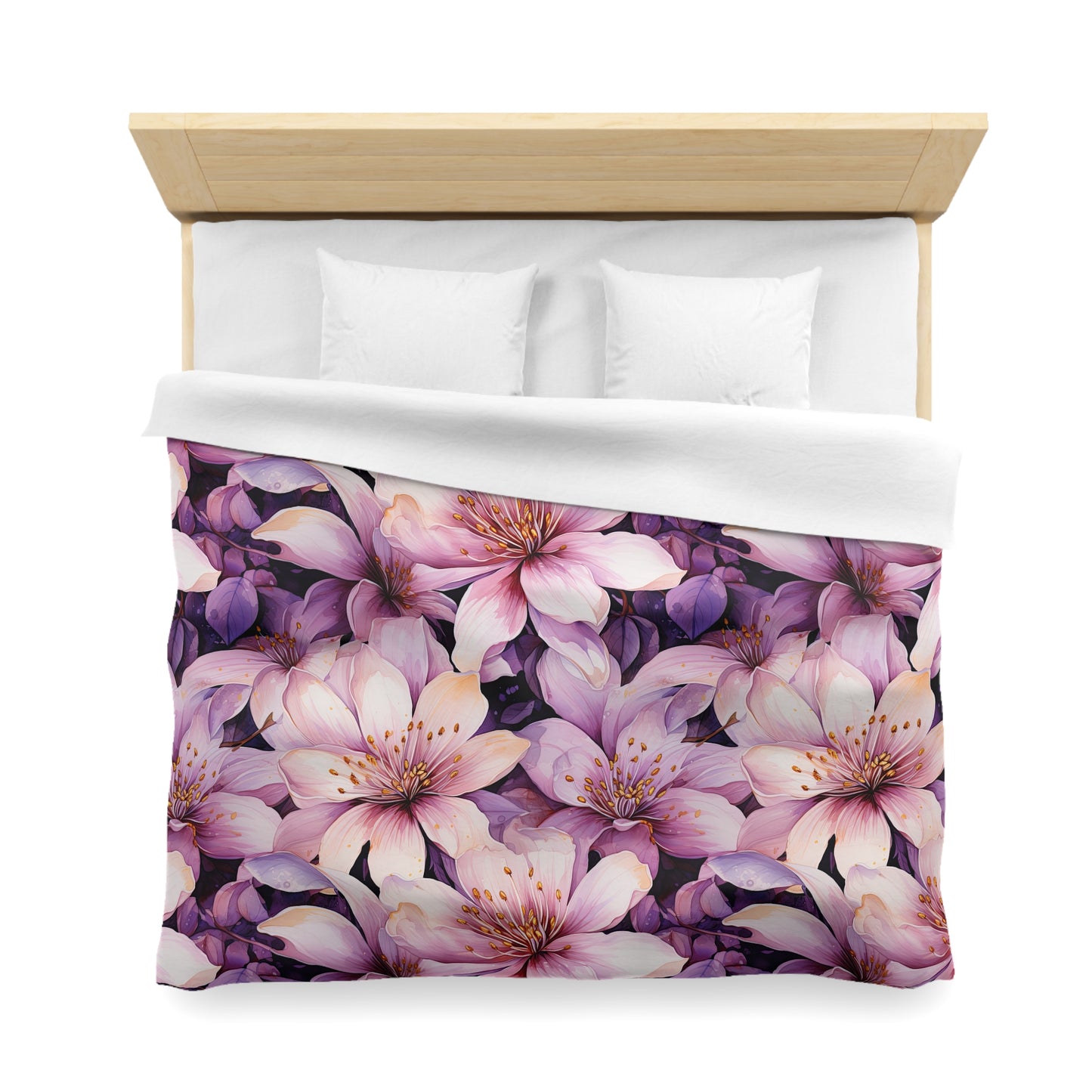 Floral Microfiber Duvet Cover - Cozy Bedding, Boho Decor, Gift for Her, Bedroom Makeover, Spring Home Accents