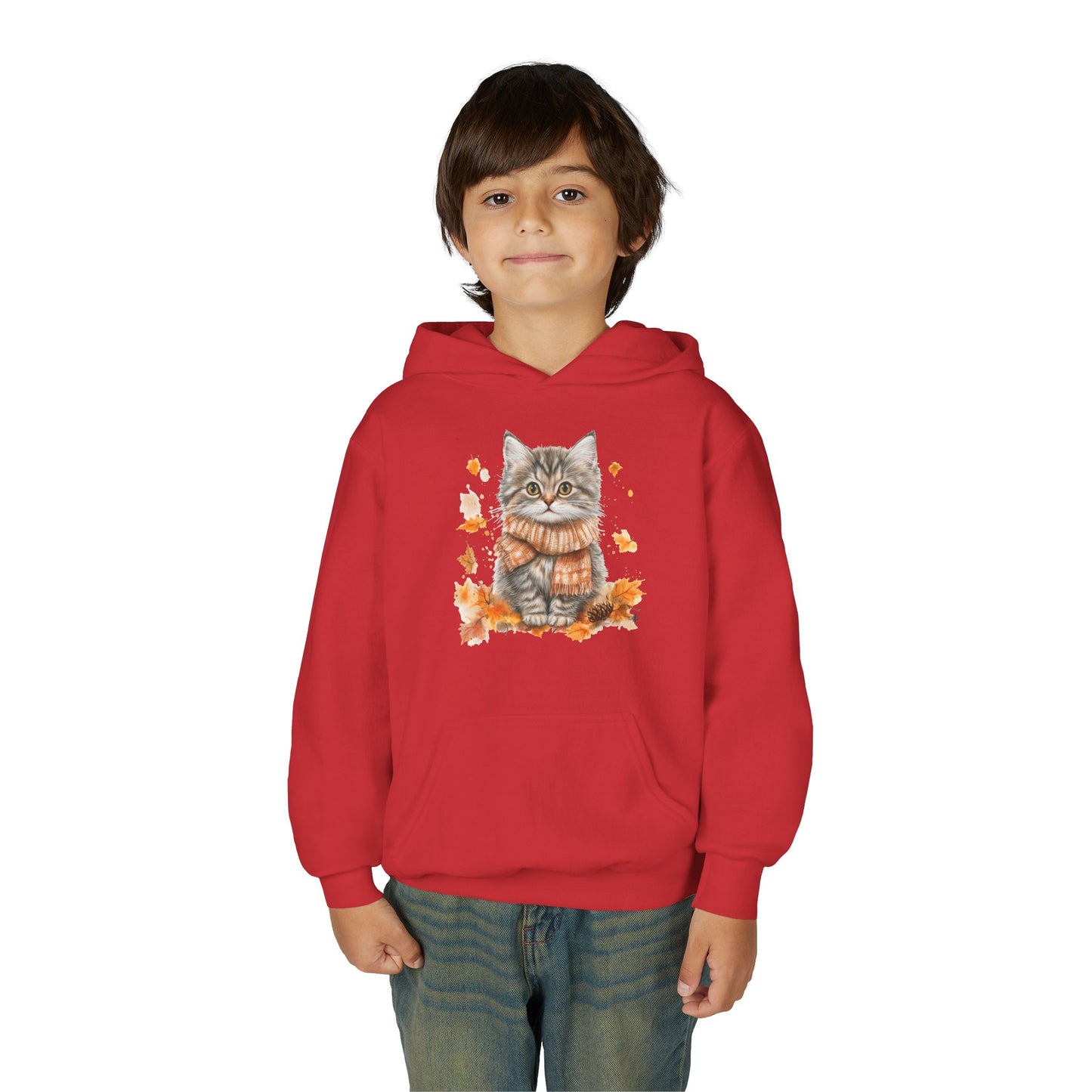 Cozy Cat Sweatshirt for Kids, Autumn Vibes Hoodie, Feline Lover Gift, Fall Fashion, Adorable Cat Sweater, Cute Animal Apparel