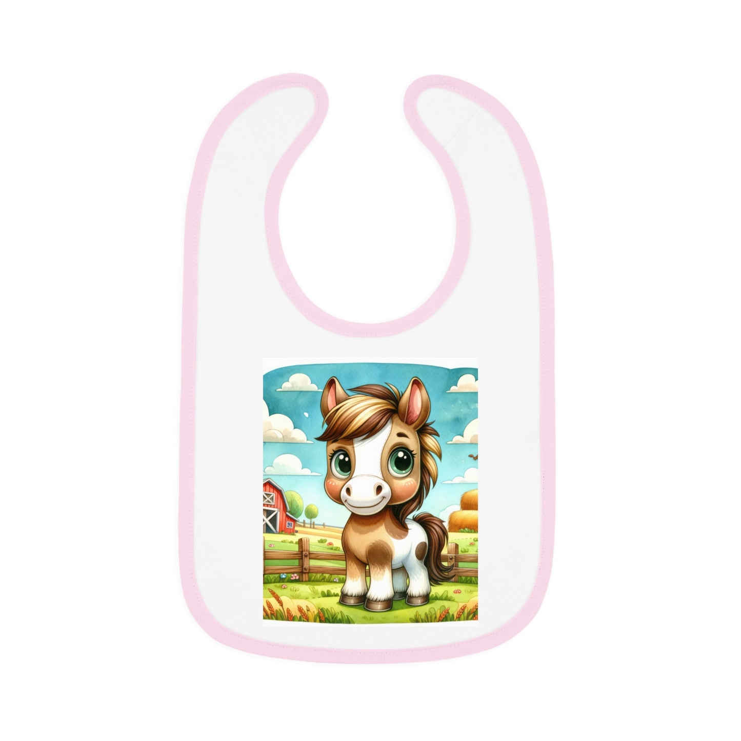 Cute Cartoon Horse Baby Bib, Adjustable Jersey Bib, Farm Animal Feeding Bib, Infant Bib, Baby Shower Gift, Toddler Bib