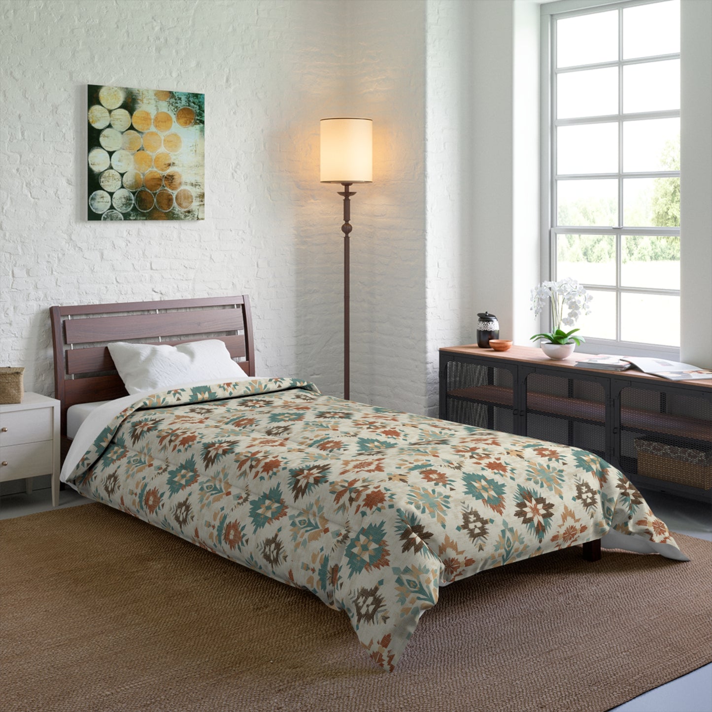 Boho Chic Comforter, Cozy Quilt for Bohemian Bedroom Decor, Stylish Bedding for Adults, Living Room Throw Blanket, Unique Gift Idea