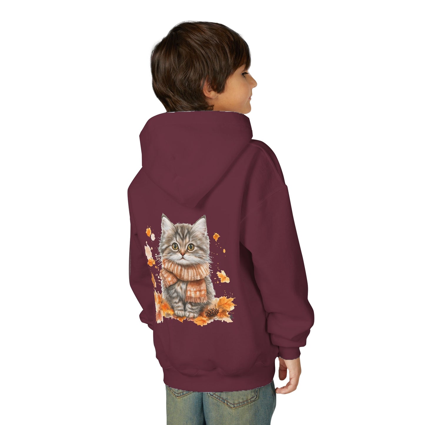 Cozy Cat Sweatshirt for Kids, Autumn Vibes Hoodie, Feline Lover Gift, Fall Fashion, Adorable Cat Sweater, Cute Animal Apparel