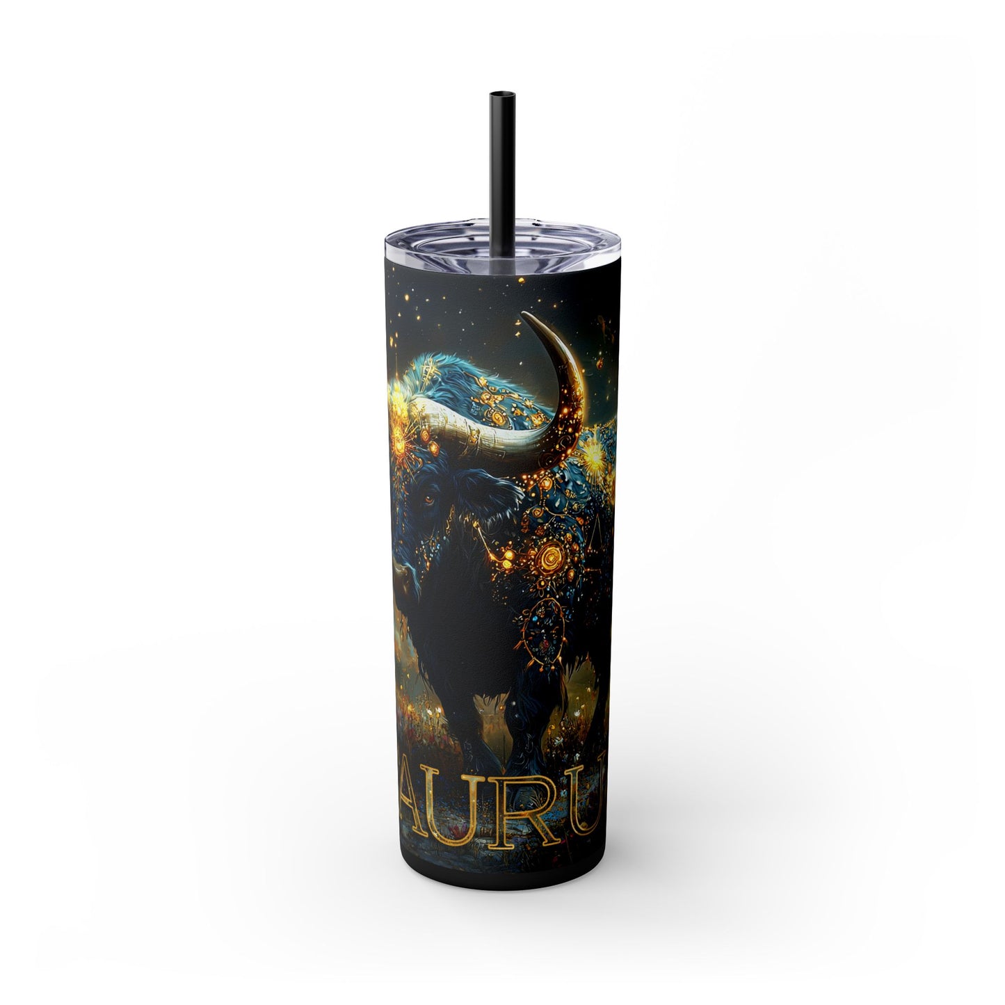 Cosmic Taurus Tumbler, 20oz Skinny Drinkware for Astrology Lovers, Starry Night, Zodiac Gift, Taurus Sign, Celestial Mug