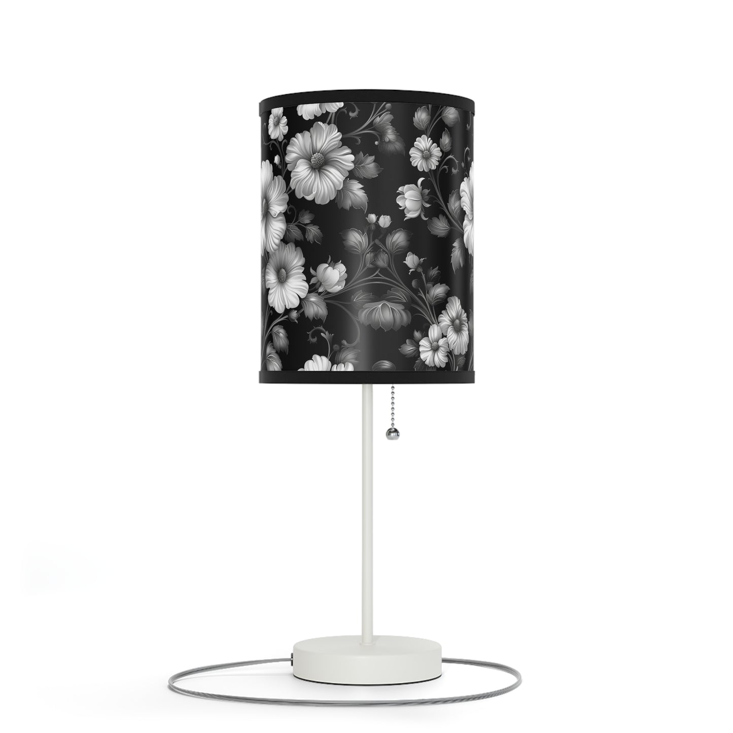 Elegant Floral Table Lamp, Modern Home Decor, Bedroom Lighting, Living Room Accent, Gift for Her, Black and White Style