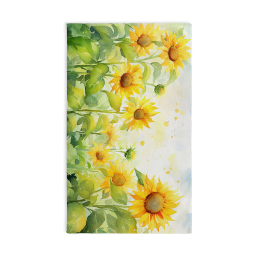 Sunflower Hand Towel | Nature Inspired Kitchen Towel, Gift for Gardeners, Bright and Cheerful Bathroom Decor, Eco-Friendly Towel