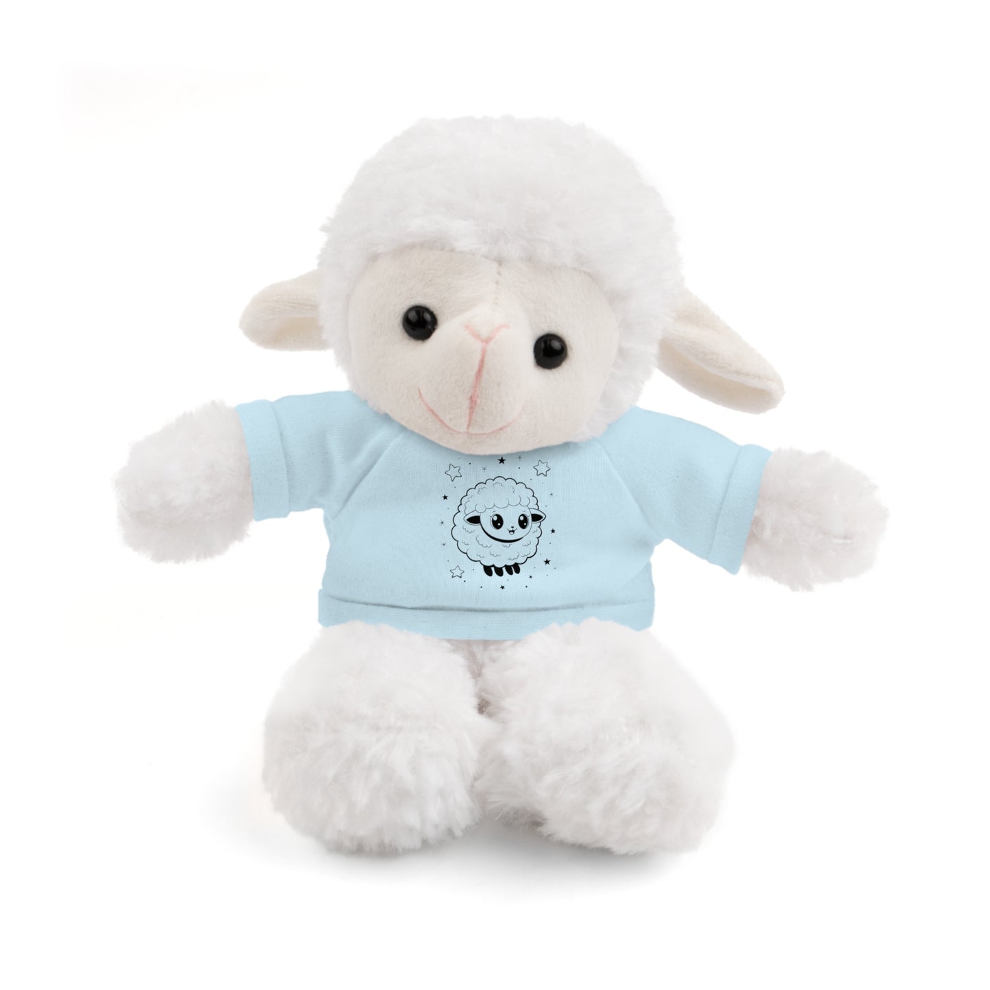 Cute Plush Sheep Toy with Custom Tee, Gift for Kids, Baby Shower Gift, Nursery Decor, Stuffed Lamb