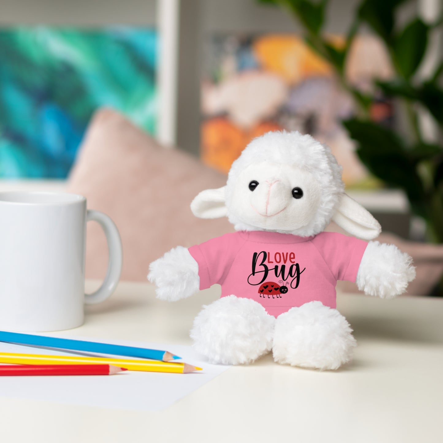 Love Bug Stuffed Animal with Tee, Cute Gift for Kids, Valentine's Day Plush Toy, Adorable Birthday Present, Snuggle Buddy