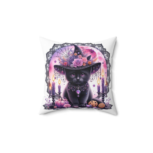 Whimsical Halloween Cat Pillow, Cozy Home Decor, Throw Pillow for Cat Lovers, Spooky Decor, Unique Gift for Halloween