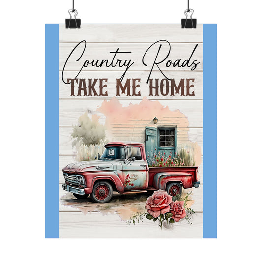 Matte Vertical Posters-Country Roads