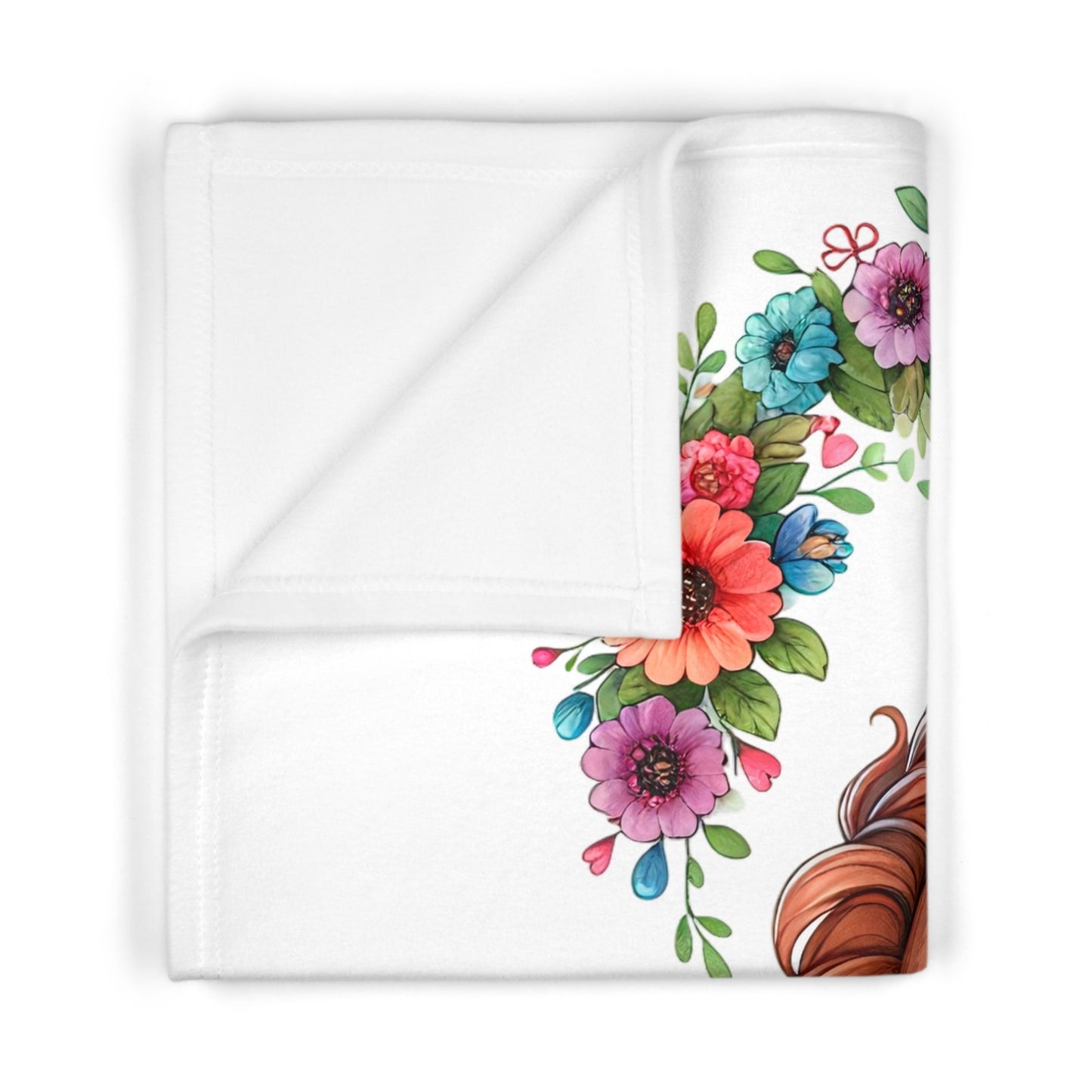 Cozy Fleece Baby Blanket, Adorable Pony Design Blanket, Nursery Décor, Gift for Baby Shower, Floral Baby Throw
