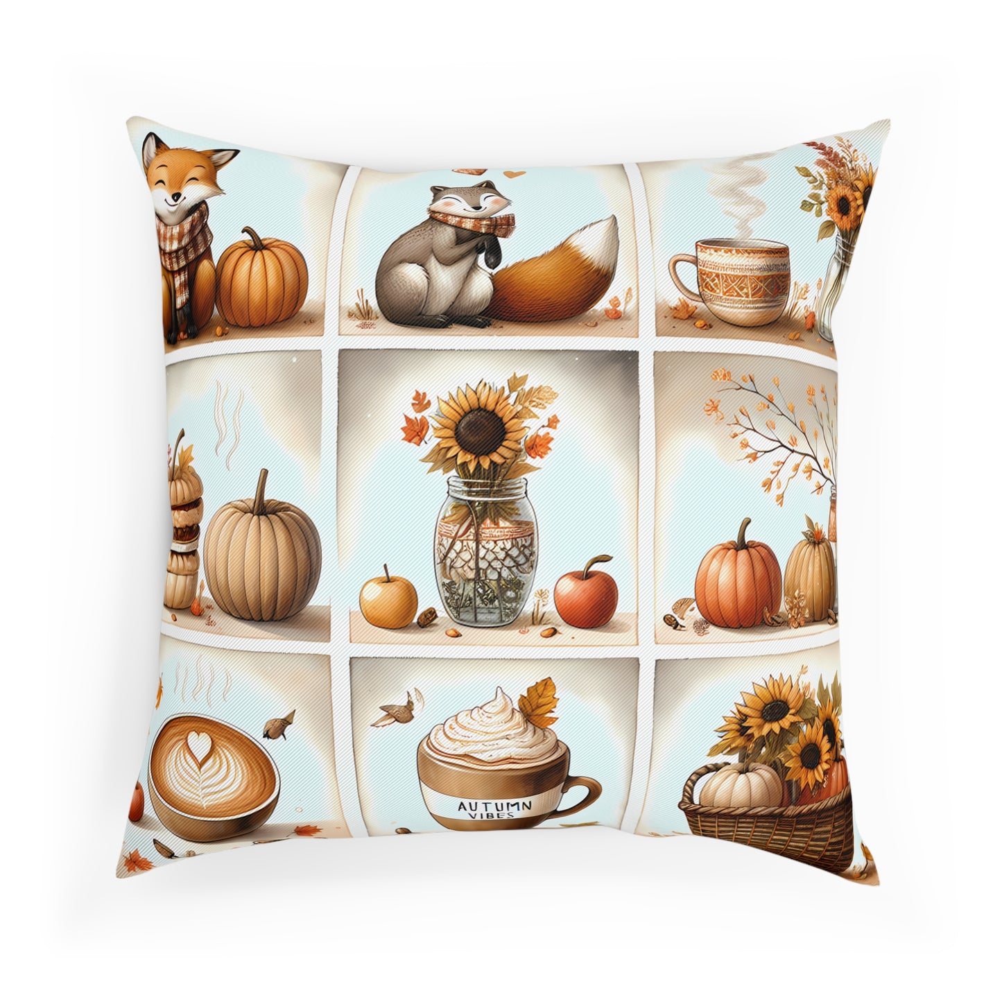 Cozy Autumn Cushion, Fall Decor Pillow, Pumpkin Spice Pillow, Harvest Home Accent, Gift for Coffee Lovers