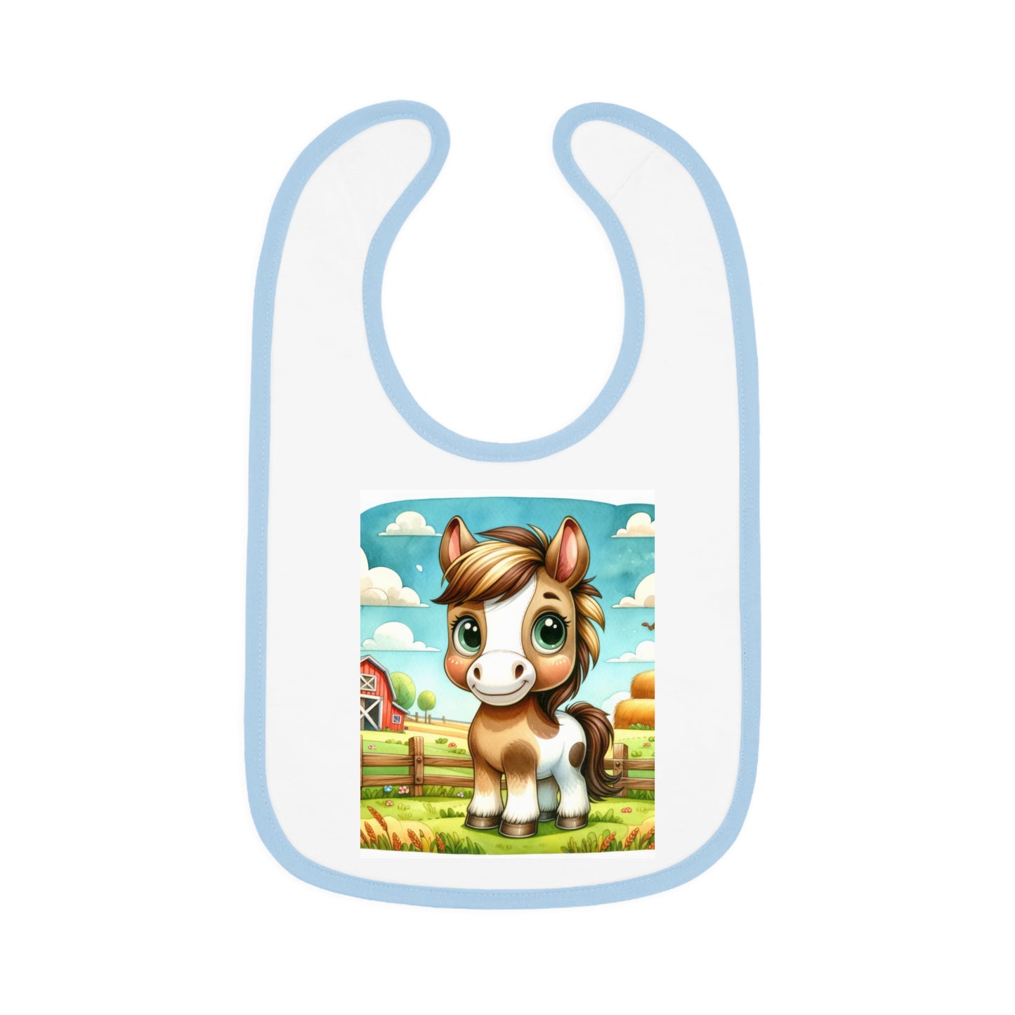 Cute Cartoon Horse Baby Bib, Adjustable Jersey Bib, Farm Animal Feeding Bib, Infant Bib, Baby Shower Gift, Toddler Bib