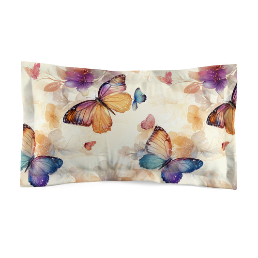 Butterfly Dreams Microfiber Pillow Sham, Cozy Home Decor, Colorful Bedroom Accessory, Perfect for Gifts, Spring Vibes, Floral Design