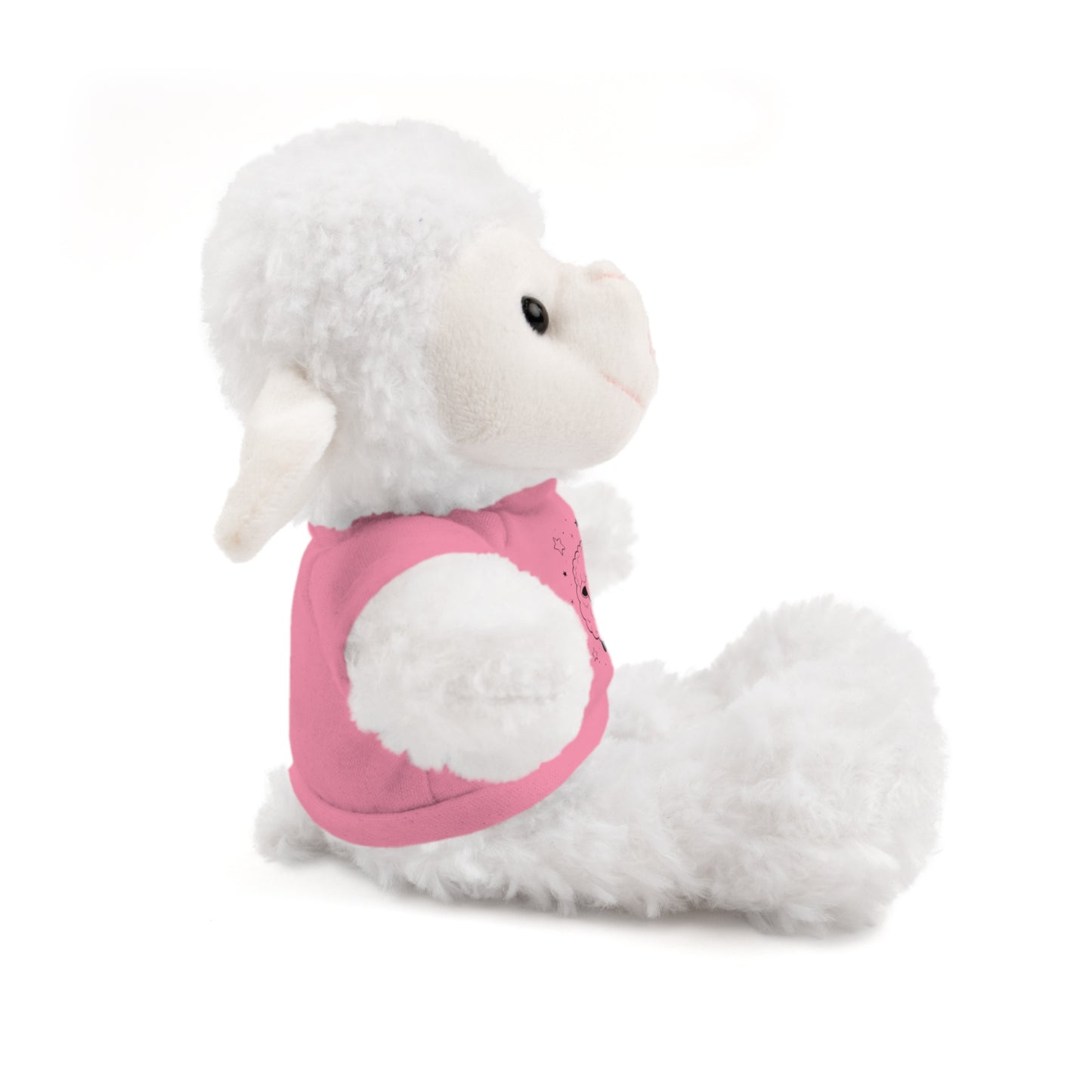 Cute Plush Sheep Toy with Custom Tee, Gift for Kids, Baby Shower Gift, Nursery Decor, Stuffed Lamb