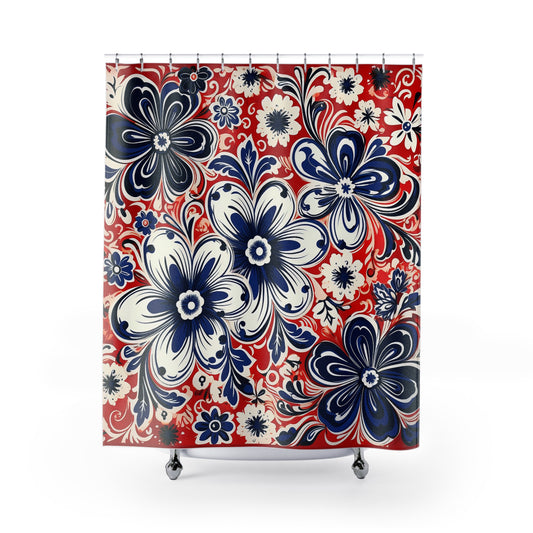 Vibrant Floral Shower Curtain, Boho Bathroom Decor, Spring Home Accessory, Gift for Her, Colorful Bath Curtain