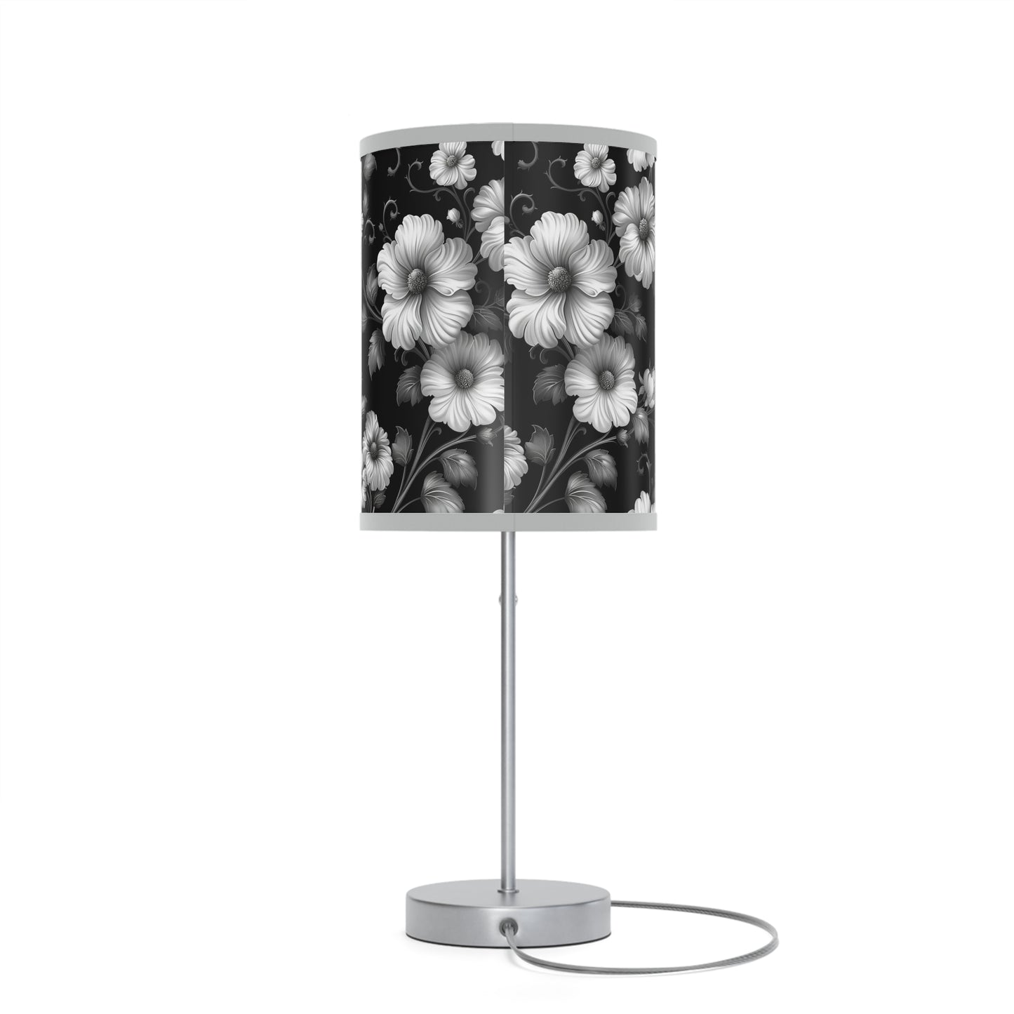 Elegant Floral Table Lamp, Modern Home Decor, Bedroom Lighting, Living Room Accent, Gift for Her, Black and White Style