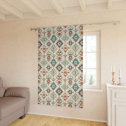 Boho Floral Window Curtains, Ethnic Patterned Curtains for Living Room, Bedroom, Home Décor, Bohemian Home Accessories