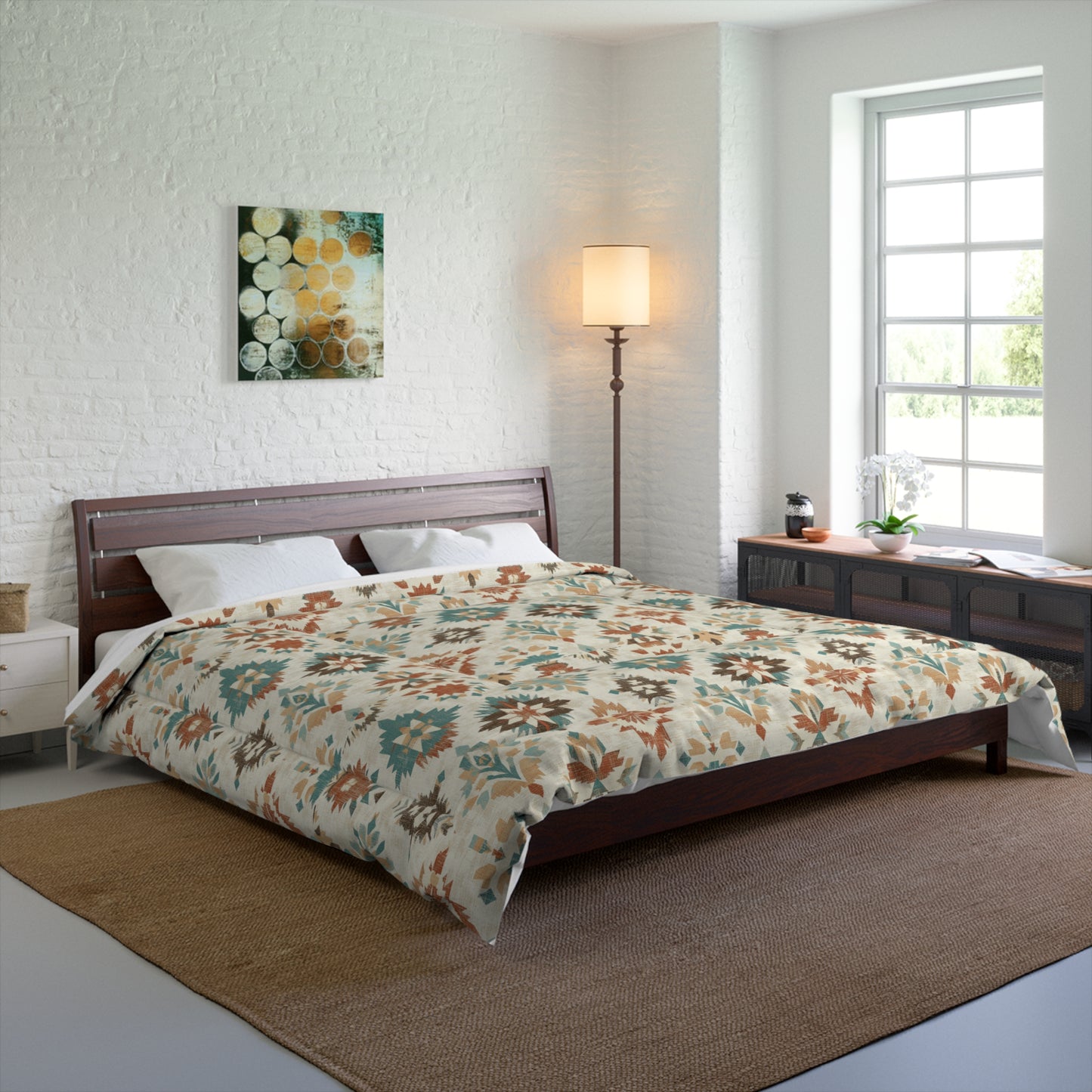 Boho Chic Comforter, Cozy Quilt for Bohemian Bedroom Decor, Stylish Bedding for Adults, Living Room Throw Blanket, Unique Gift Idea