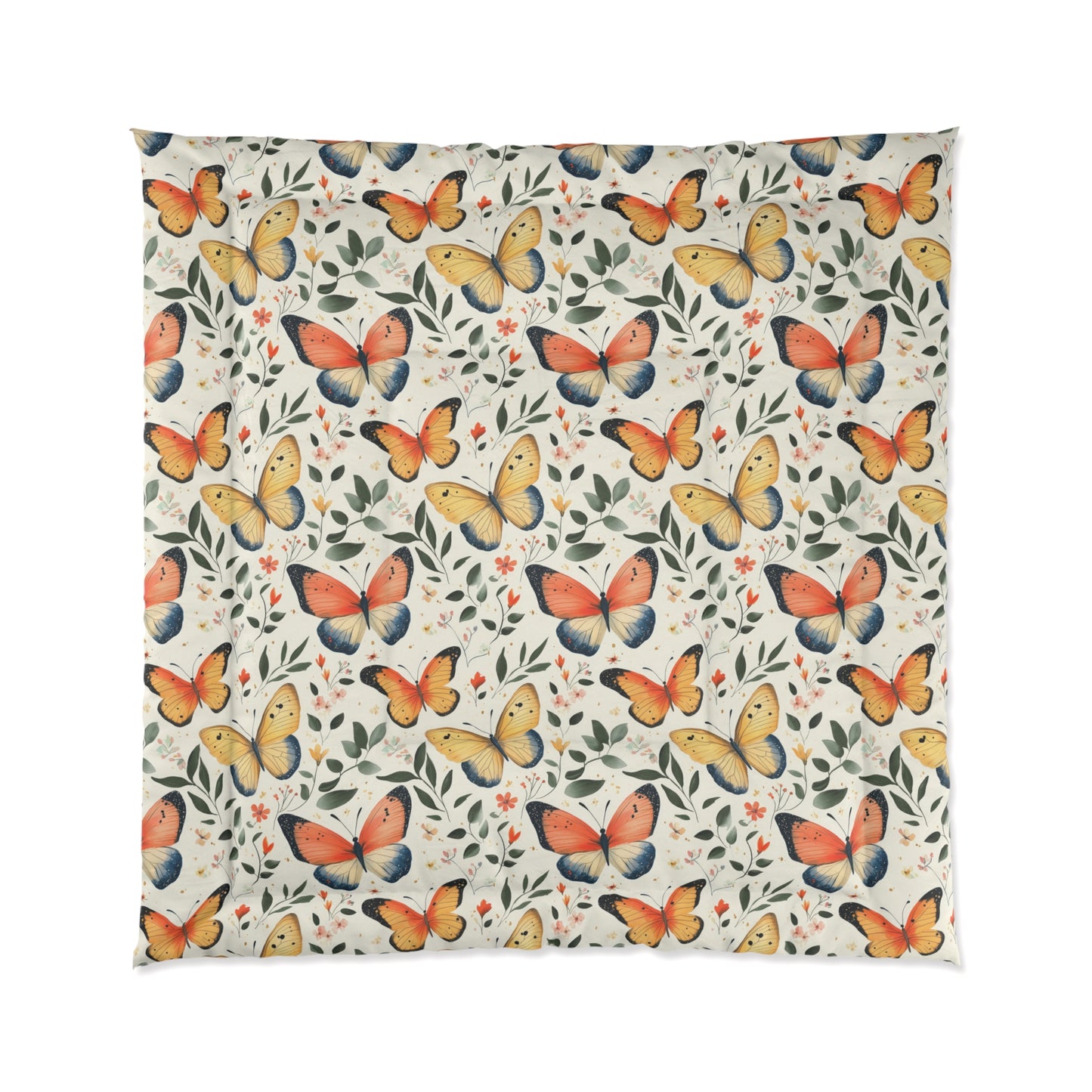 Butterfly Floral Comforter - Cozy Blanket for Home Décor, Bedroom Essentials, Gift for Nature Lovers, Spring Decor, Kids Room Bedding