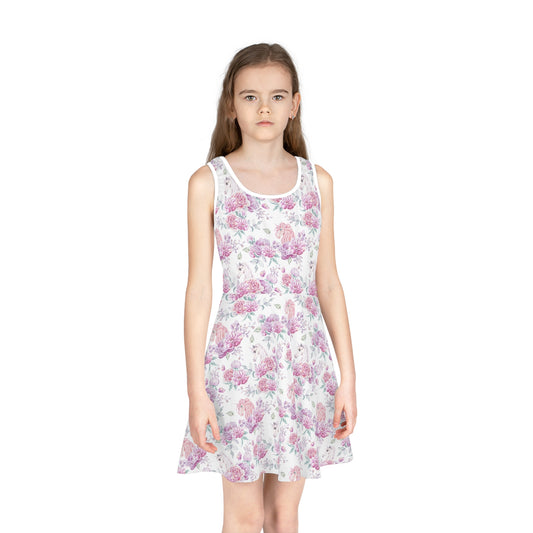 Girls' Pink Floral Unicorn Sleeveless Sundress