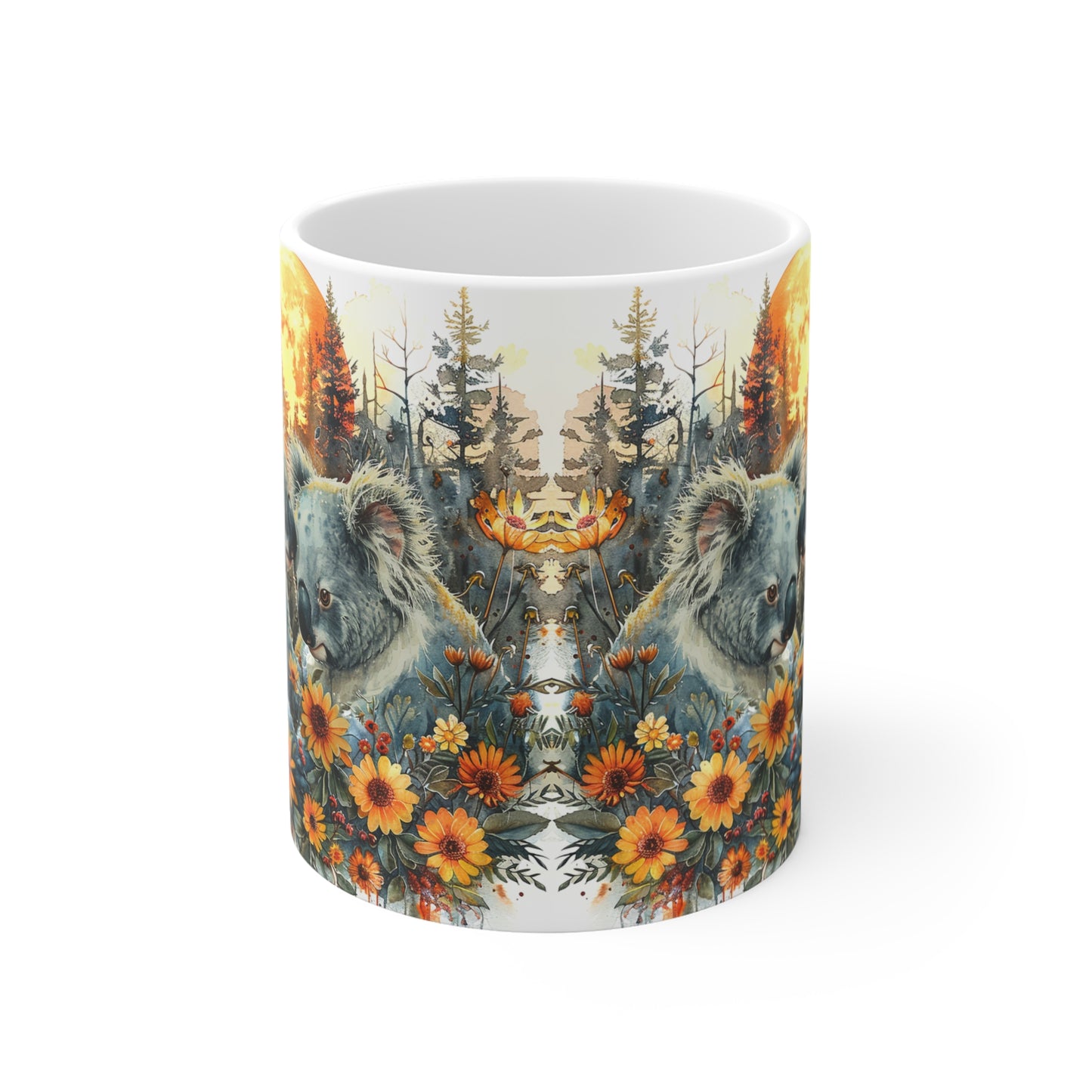 Koala Love Nature Mug, Cute Animal Coffee Cup, Gifts for Nature Lovers, Floral Design Mug, Eco-Friendly Drinkware