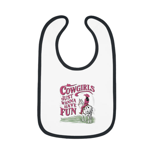 Baby Bib with Cowgirl Fun Design, Cute Feeding Bib, Baby Shower Gift, Adorable Bib for Girls, Durable Baby Accessory