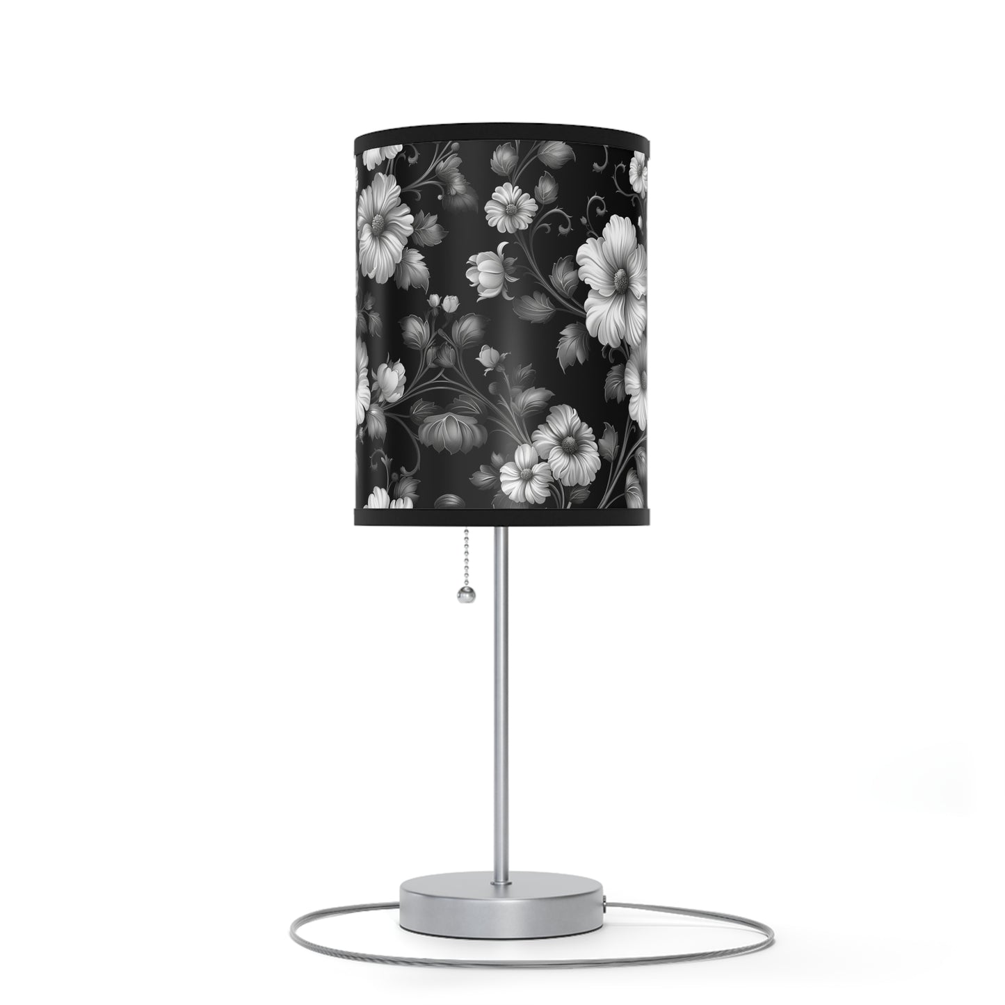 Elegant Floral Table Lamp, Modern Home Decor, Bedroom Lighting, Living Room Accent, Gift for Her, Black and White Style