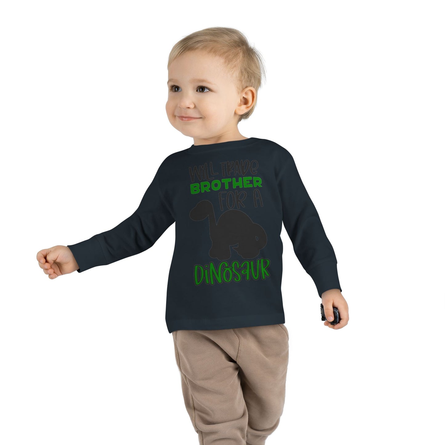 Dinosaur-Themed Toddler Long Sleeve Tee - 'Will Trade Brother for a Dinosaur', Cute Kids' Apparel, Birthday Gift, Toddler Fashion, [...]